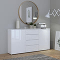 Sienna Wide Chest of 4 Drawers and 2 Doors in White/White High Gloss - image 5