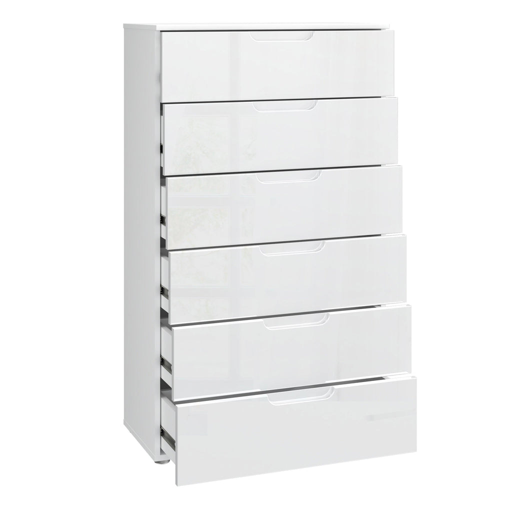 Sienna Chest of 6 Drawers in White/White High Gloss - image 3