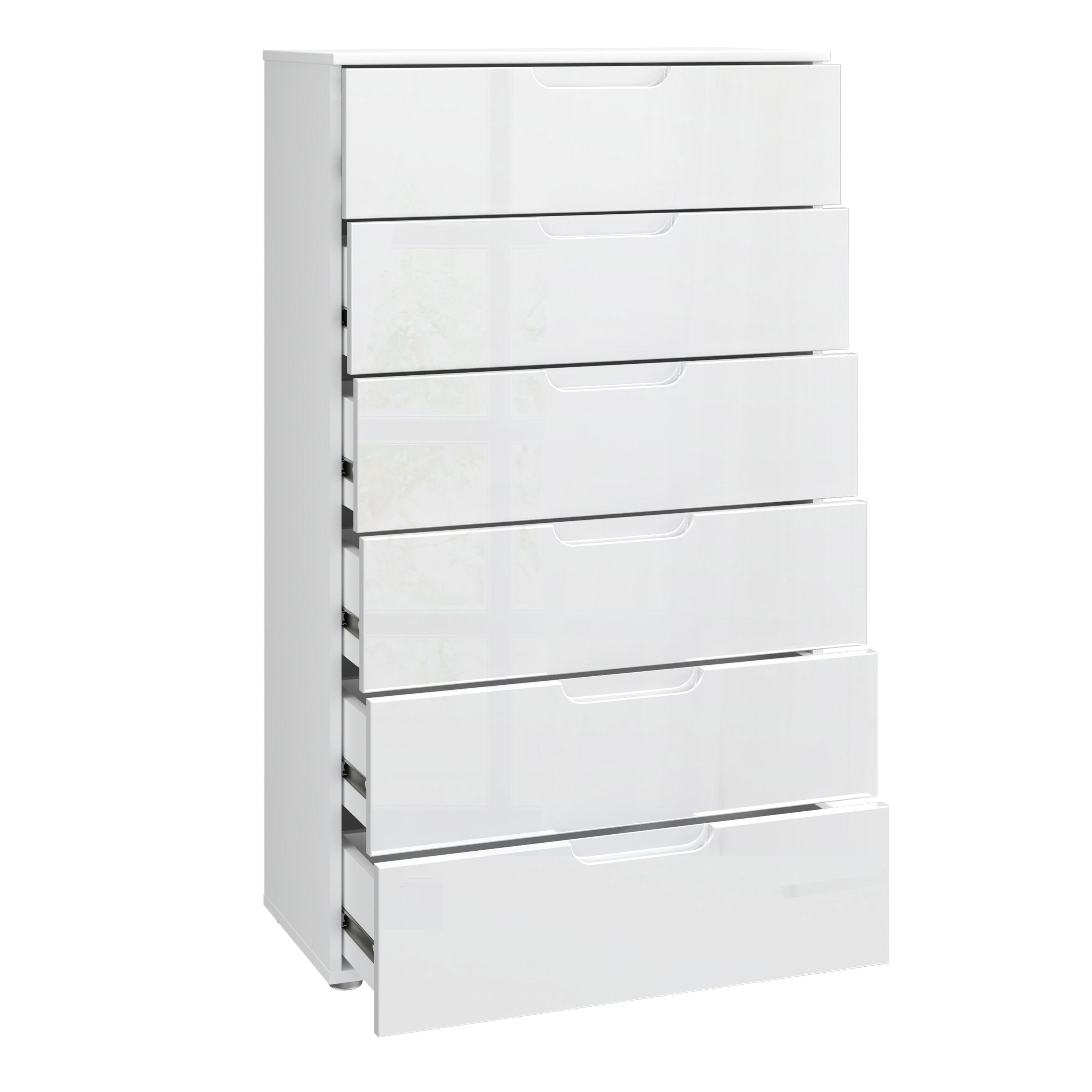 Sienna Chest of 6 Drawers in White/White High Gloss - image 3