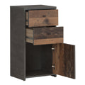 Best Chest Storage Cabinet 2 Drawers 1 Door in Concrete Optic Dark Grey/Old - Wood Vintage - image 3