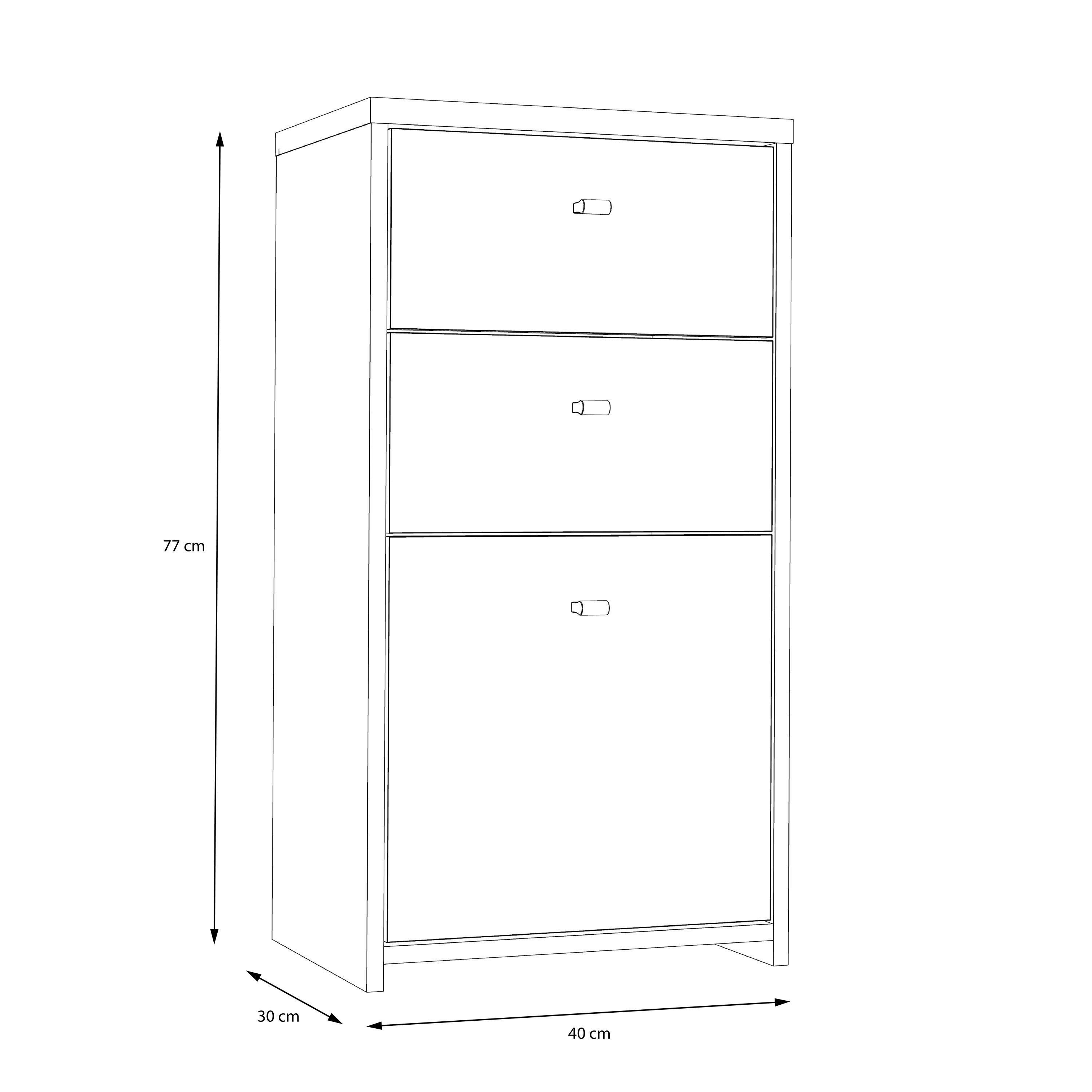 Best Chest Storage Cabinet 2 Drawers 1 Door in Concrete Optic Dark Grey/Old - Wood Vintage - image 6
