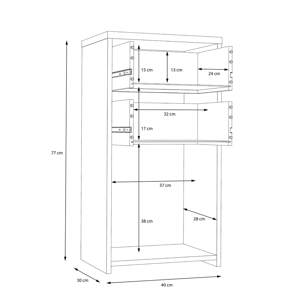 Best Chest Storage Cabinet 2 Drawers 1 Door in Concrete Optic Dark Grey/Old - Wood Vintage - image 7