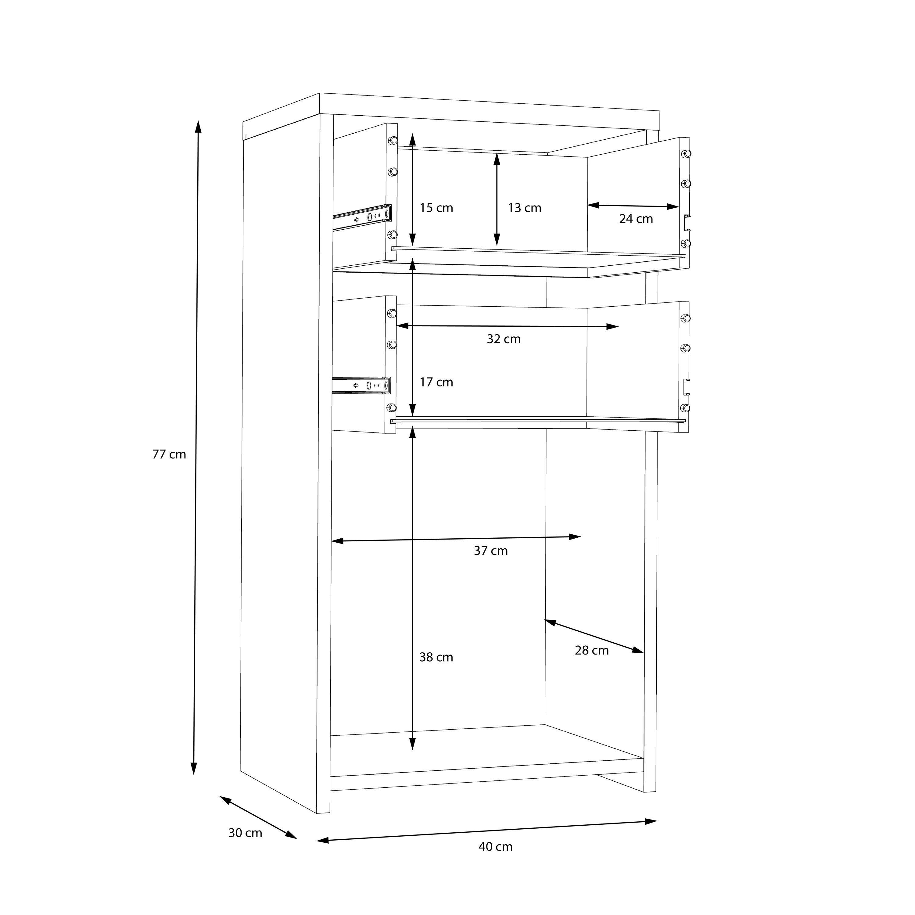 Best Chest Storage Cabinet 2 Drawers 1 Door in Concrete Optic Dark Grey/Old - Wood Vintage - image 7