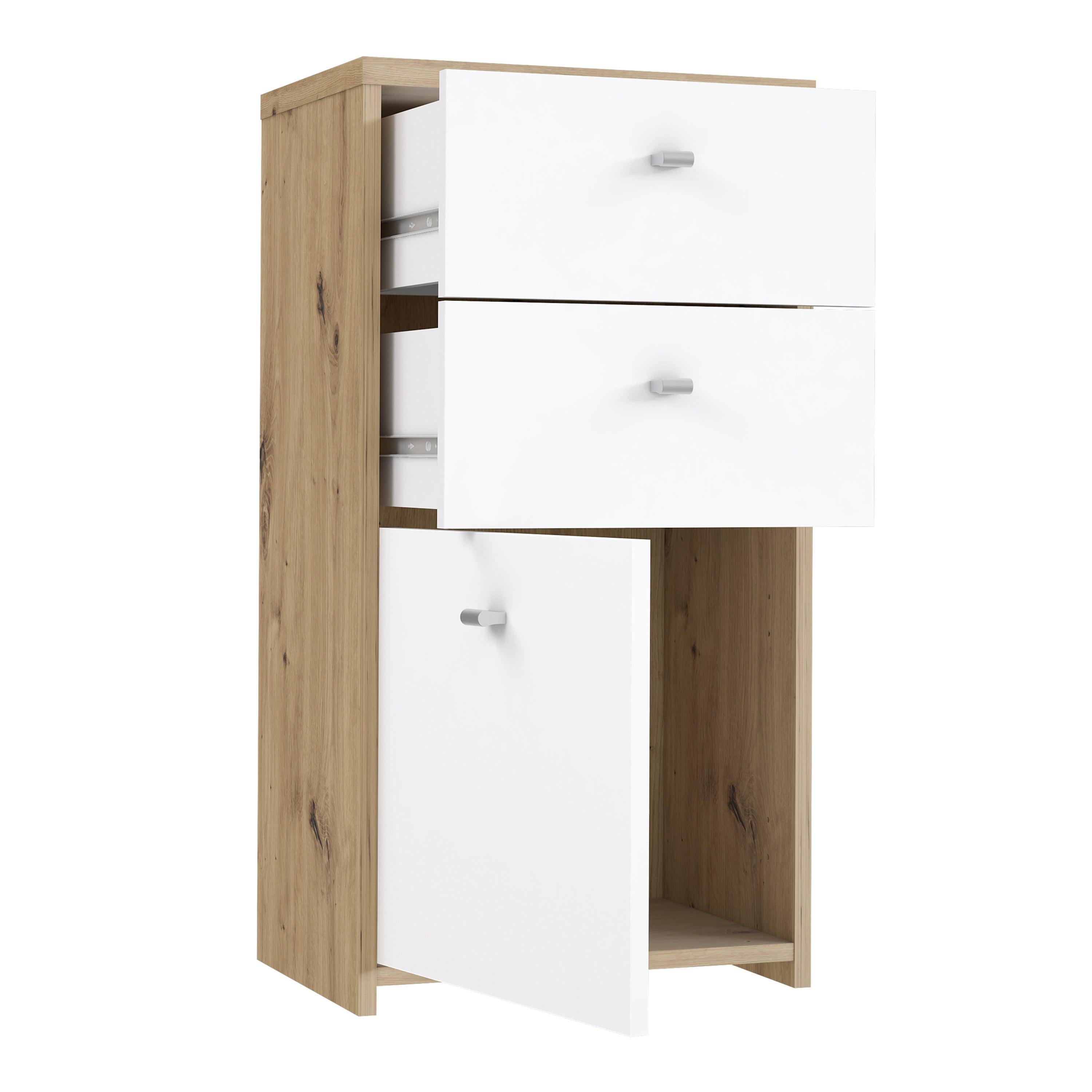 Best Chest Storage Cabinet 2 Drawers 1 Door in Artisan Oak/White - image 5