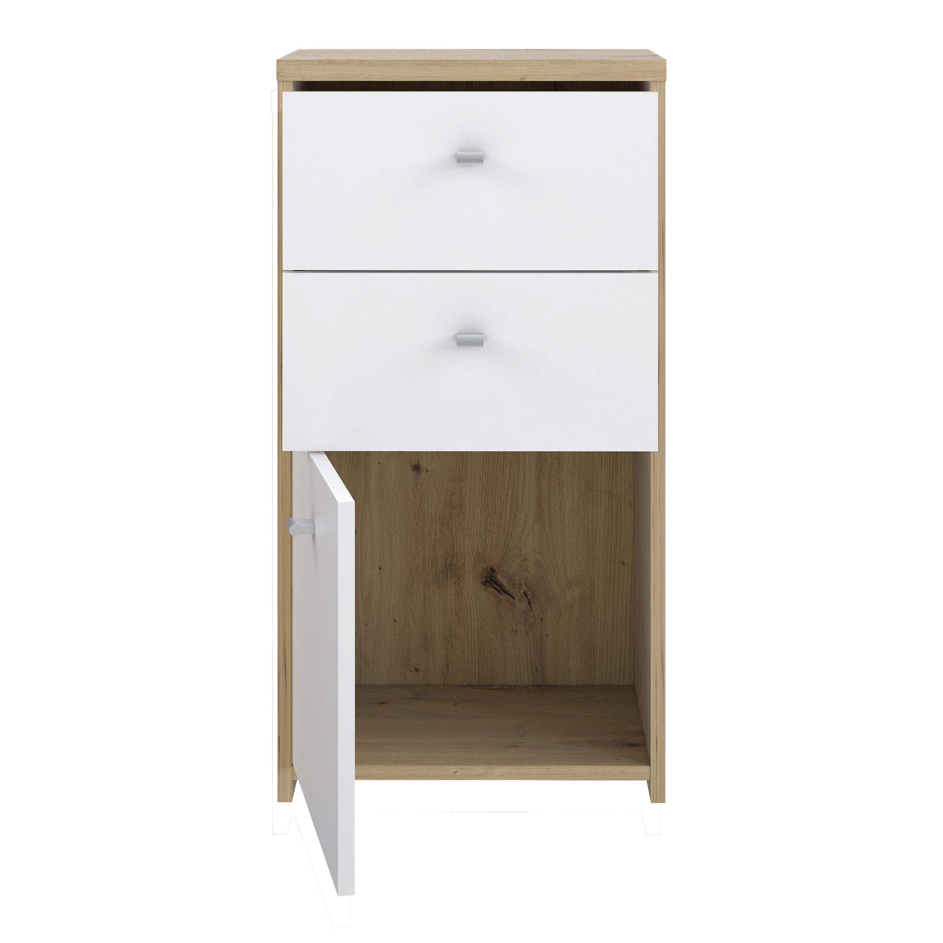 Best Chest Storage Cabinet 2 Drawers 1 Door in Artisan Oak/White - image 6