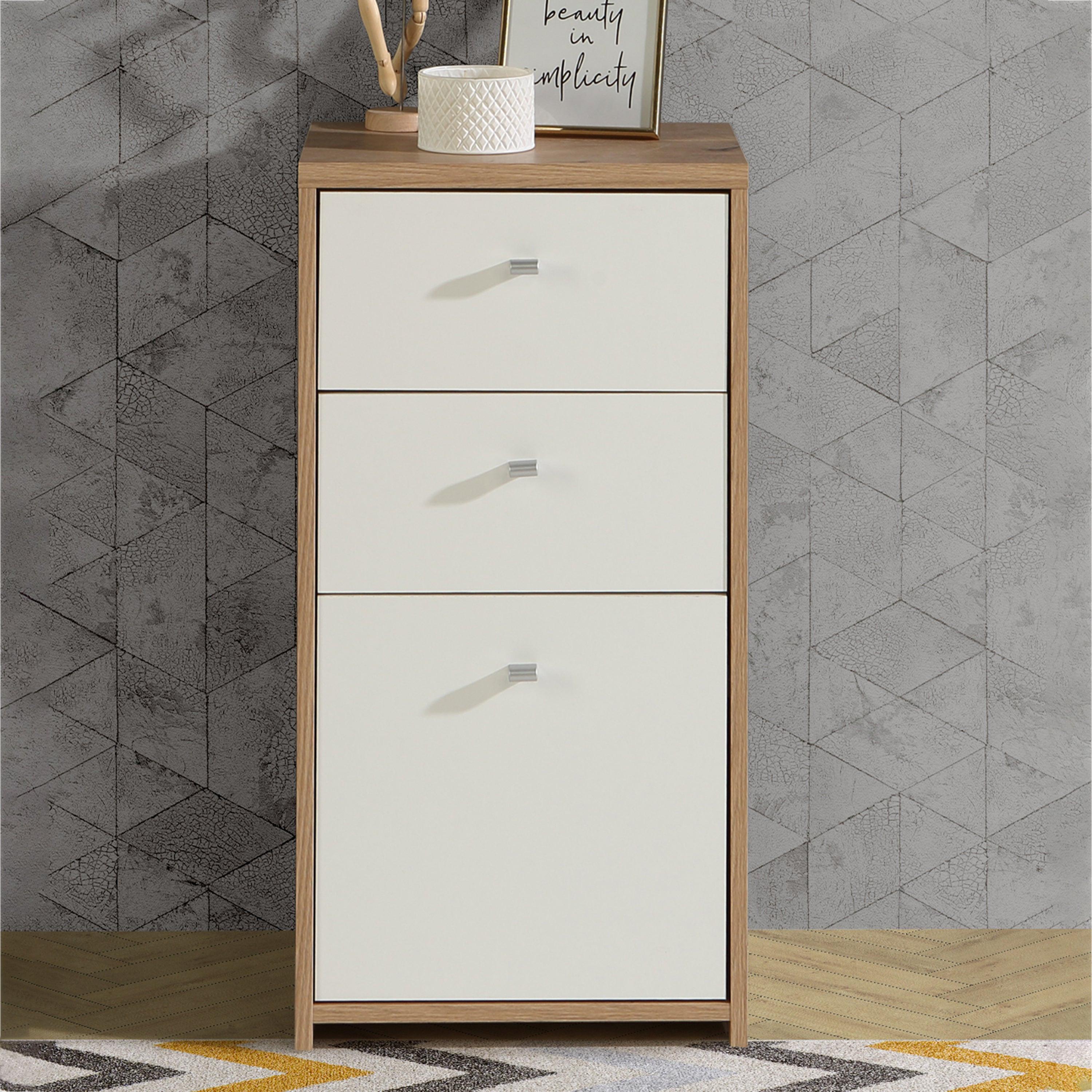 Best Chest Storage Cabinet 2 Drawers 1 Door in Artisan Oak/White - image 7