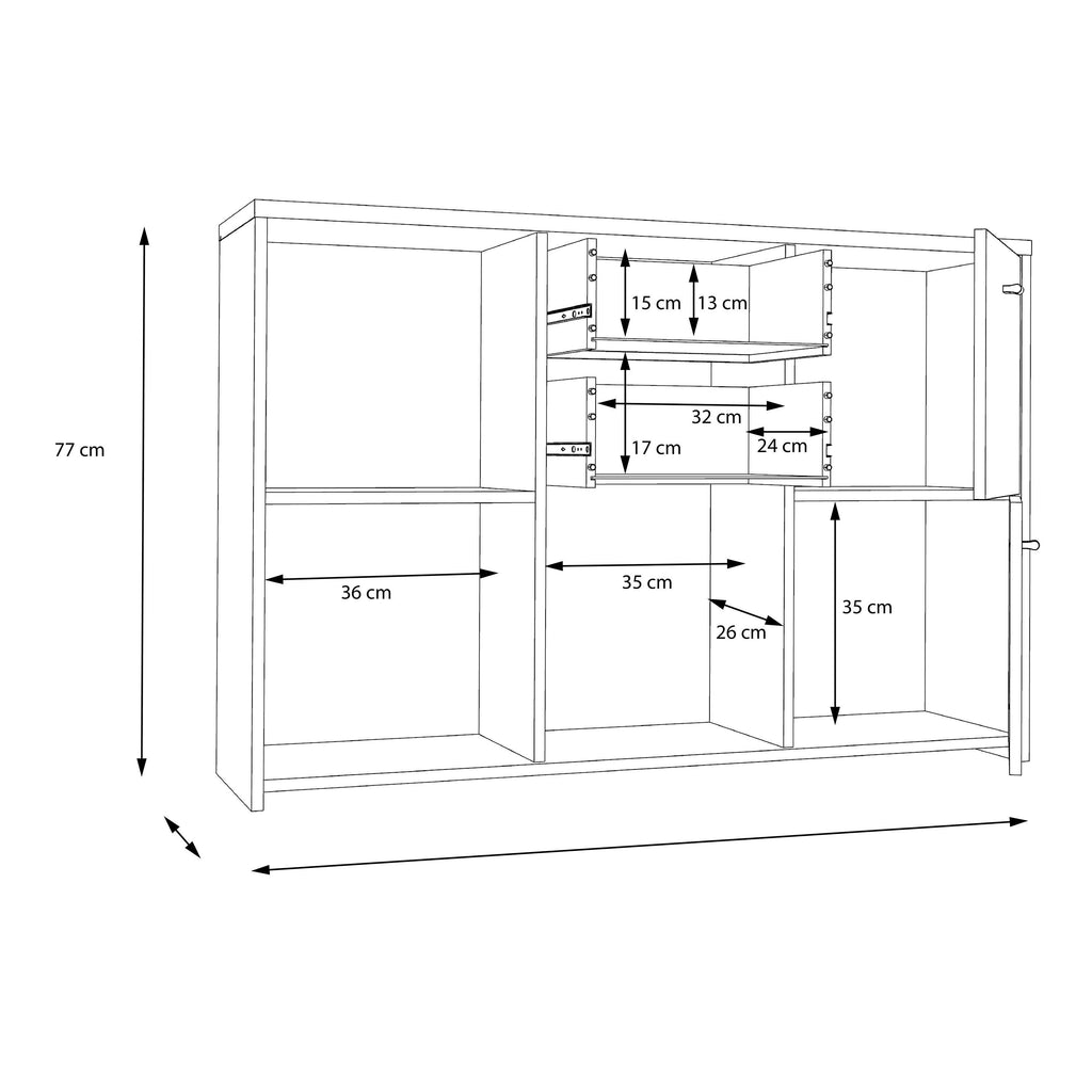 Best Chest Storage Cabinet with 2 Drawers and 5 Doors in Concrete Optic Dark Grey/Old - Wood Vintage - image 7