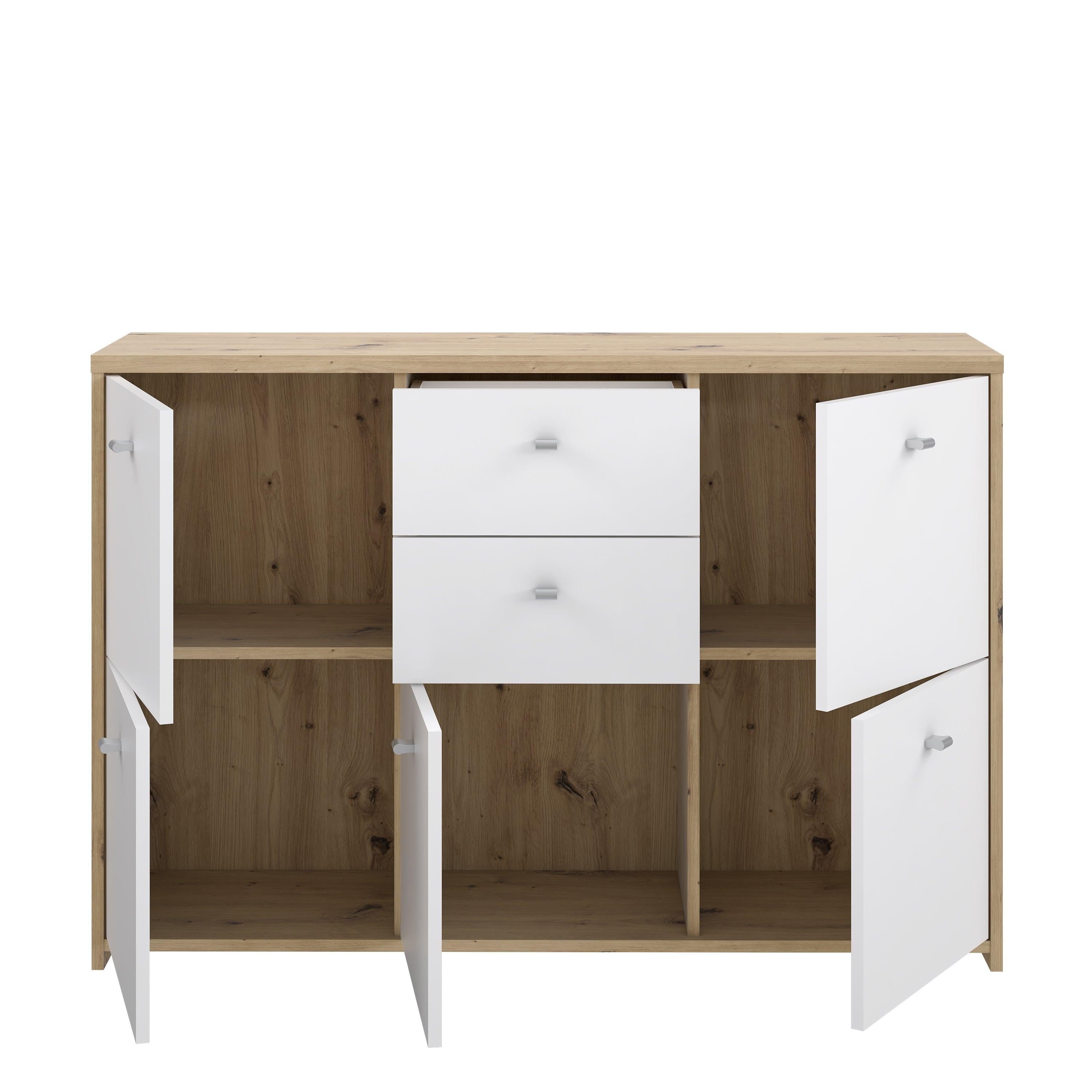 Best Chest Storage Cabinet with 2 Drawers and 5 Doors in Artisan Oak/White - image 6