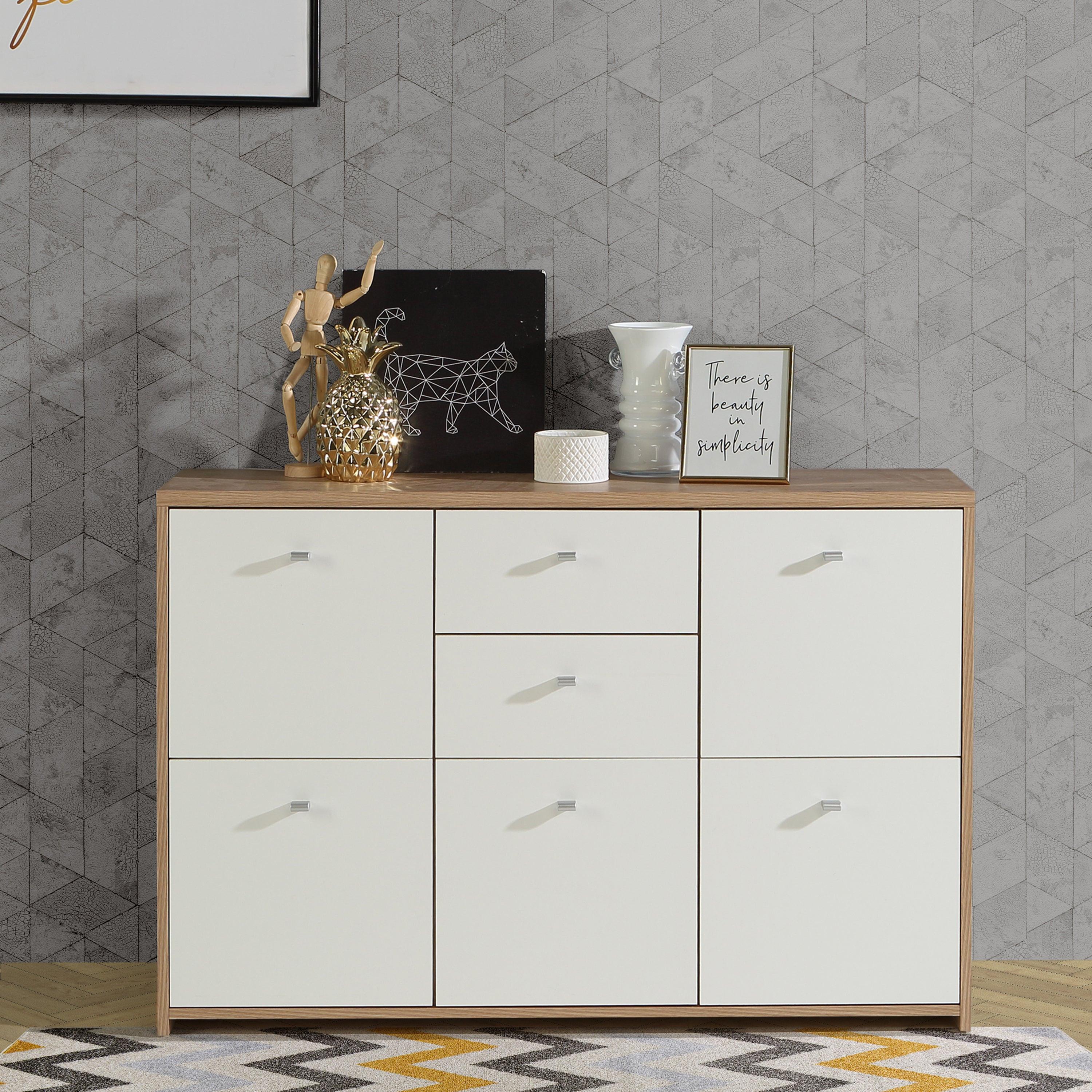 Best Chest Storage Cabinet with 2 Drawers and 5 Doors in Artisan Oak/White - image 7