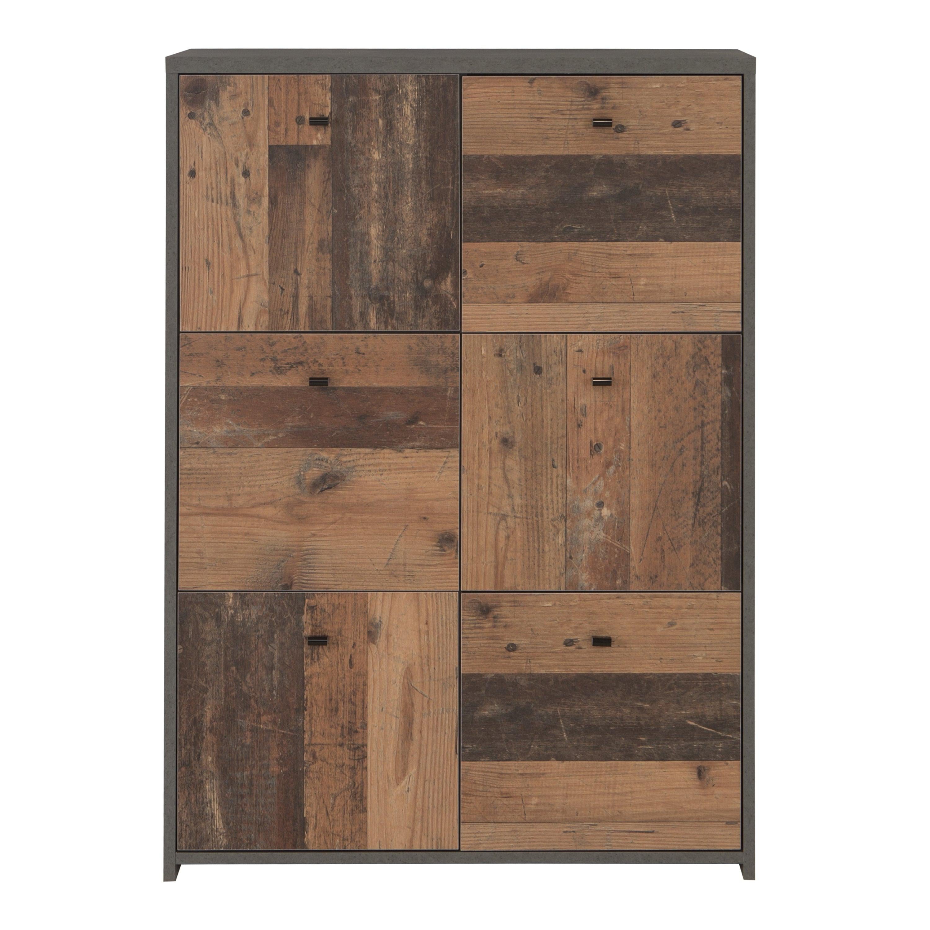 Best Chest Storage Cabinet with 6 Doors in Concrete Optic Dark Grey/Old - Wood Vintage - image 2