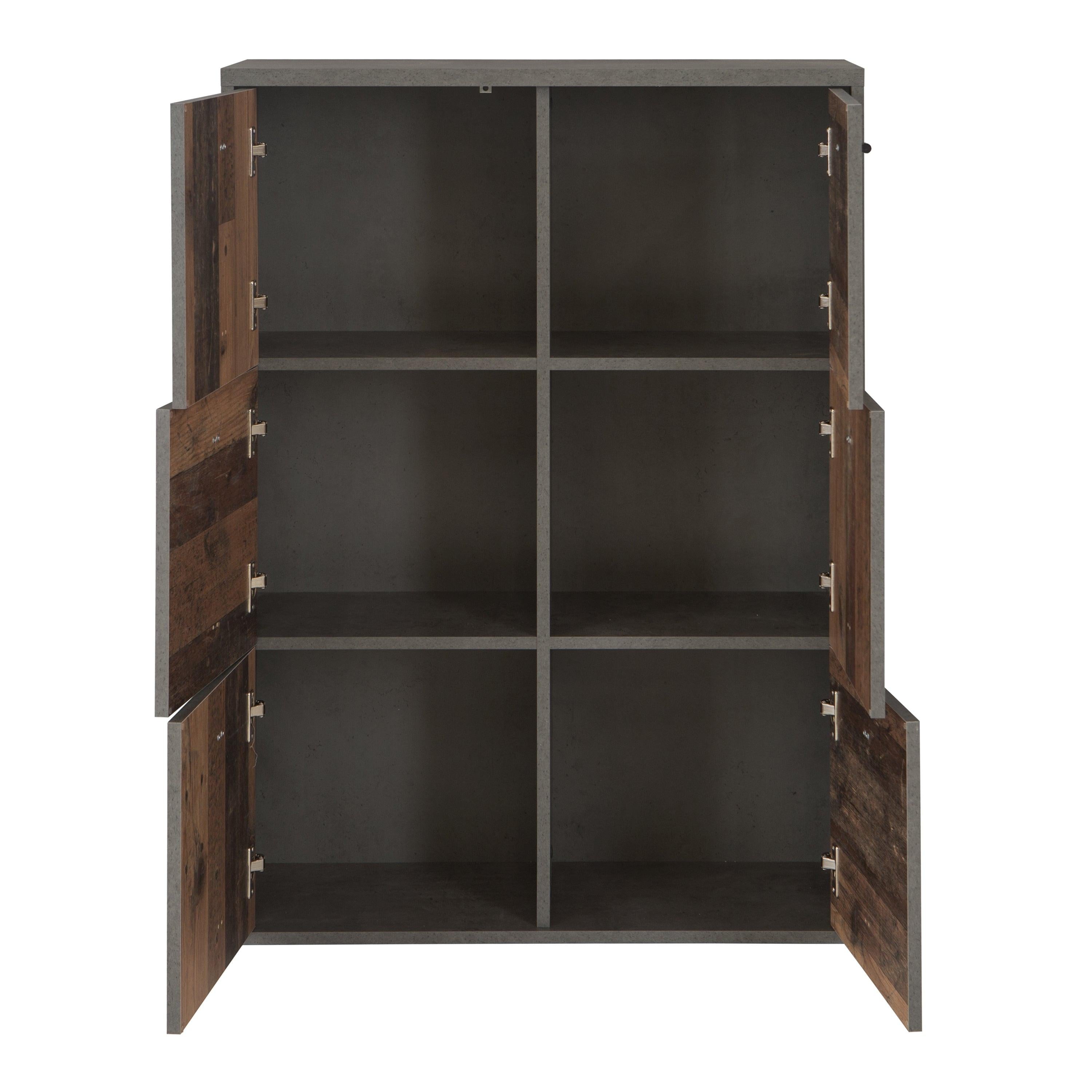 Best Chest Storage Cabinet with 6 Doors in Concrete Optic Dark Grey/Old - Wood Vintage - image 4