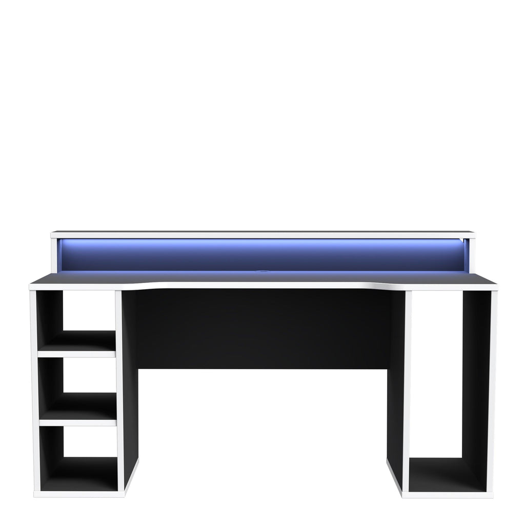 Tezaur Black Gaming Desk with White Trim and Colour Changing LED - image 2
