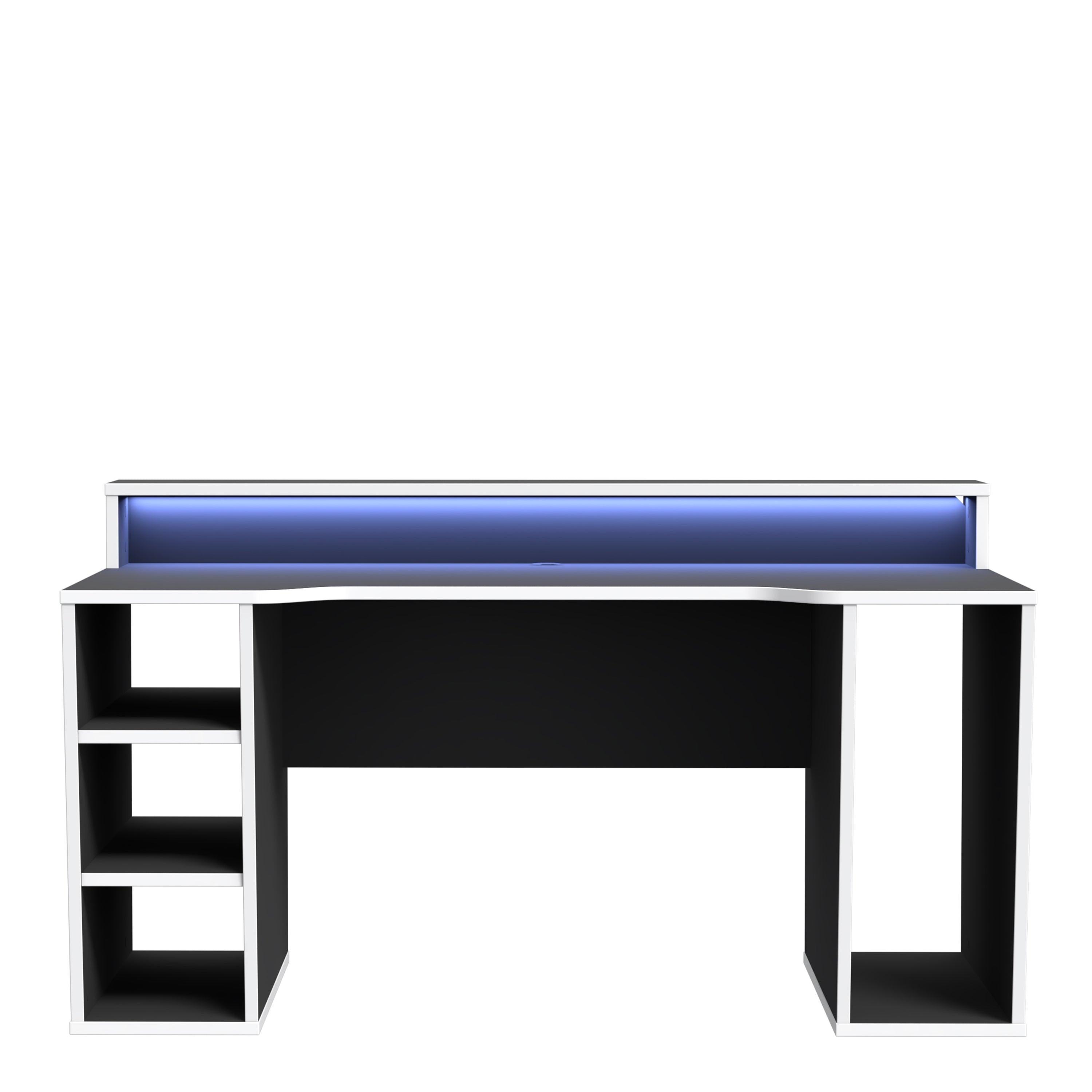 Tezaur Black Gaming Desk with White Trim and Colour Changing LED - image 2