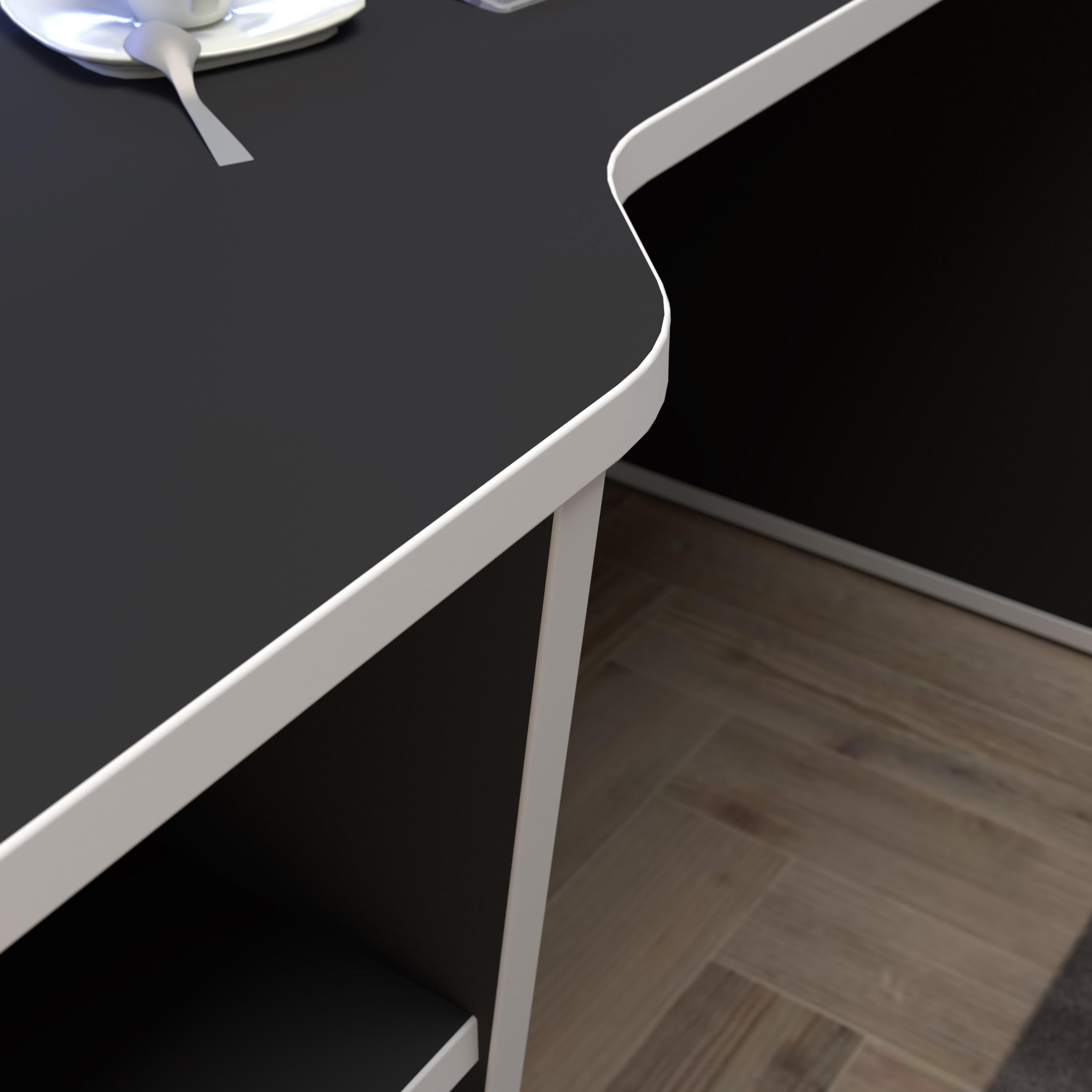 Tezaur Black Gaming Desk with White Trim and Colour Changing LED - image 5