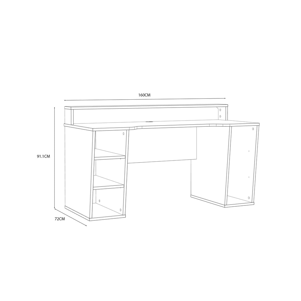 Tezaur Black Gaming Desk with White Trim and Colour Changing LED - image 6