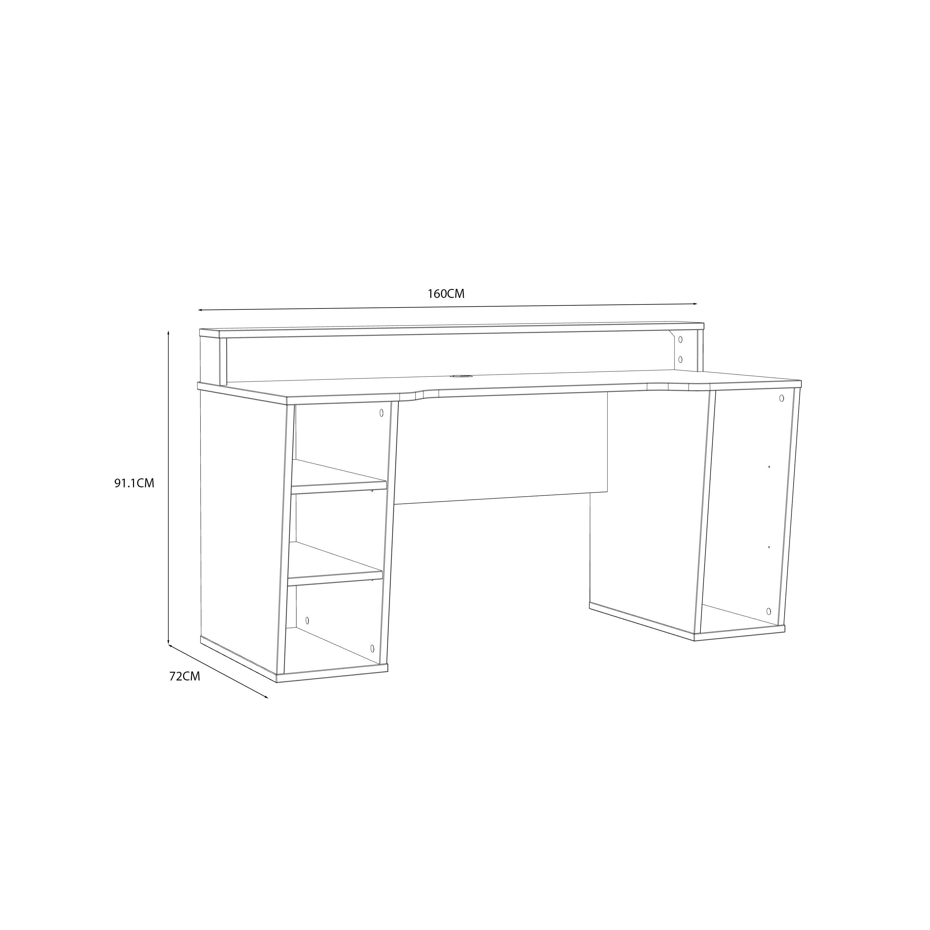 Tezaur Black Gaming Desk with White Trim and Colour Changing LED - image 6
