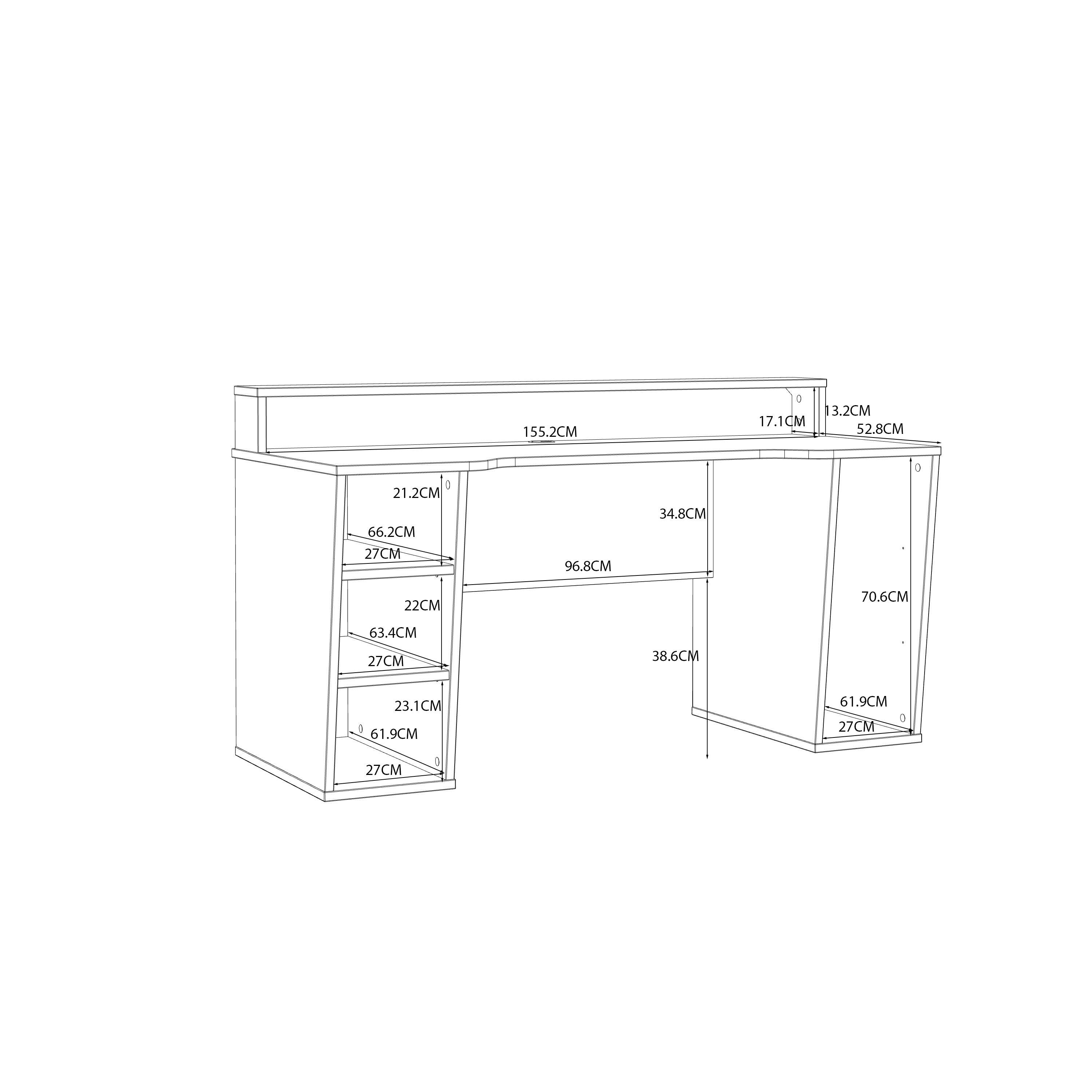 Tezaur Black Gaming Desk with White Trim and Colour Changing LED - image 7
