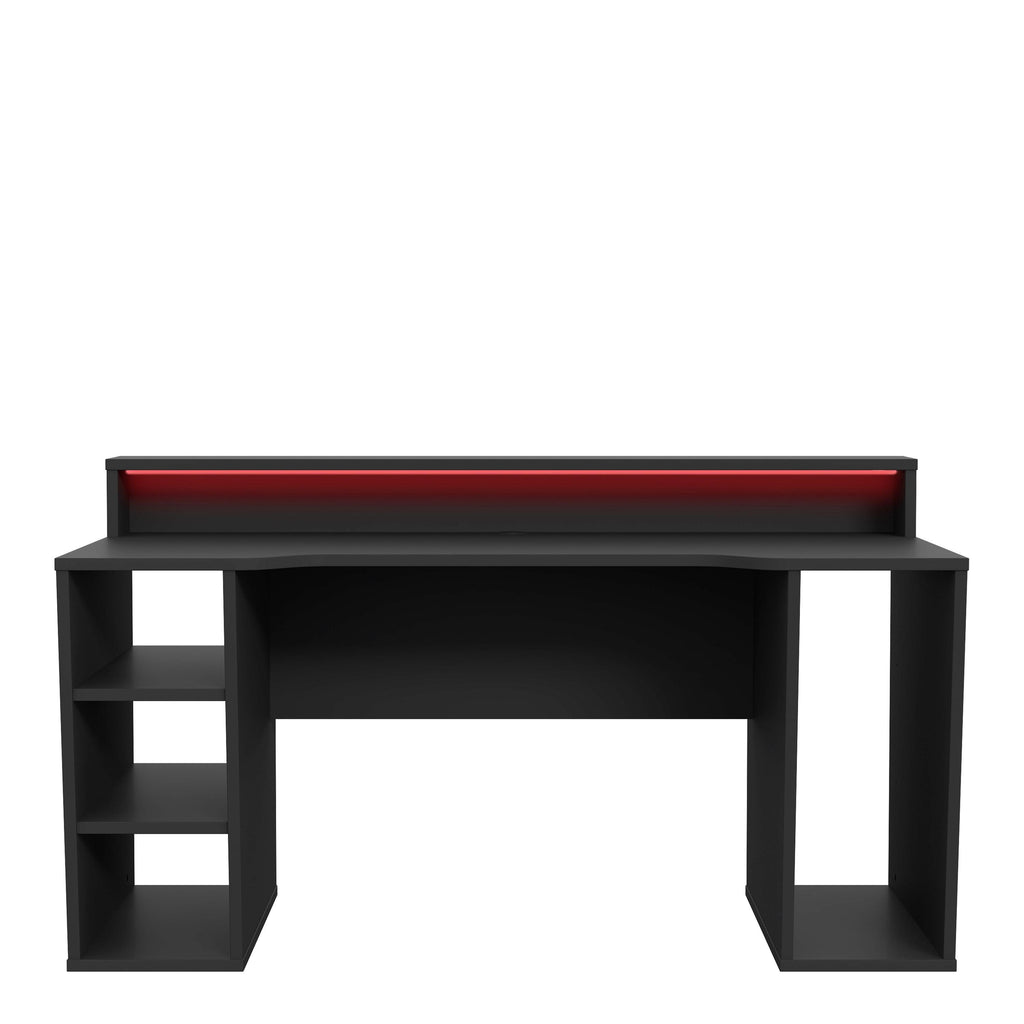 Tezaur Black Gaming Desk 2 Shelves with Colour Changing LED - image 2