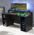 Tezaur Black Gaming Desk 2 Shelves with Colour Changing LED - image 3