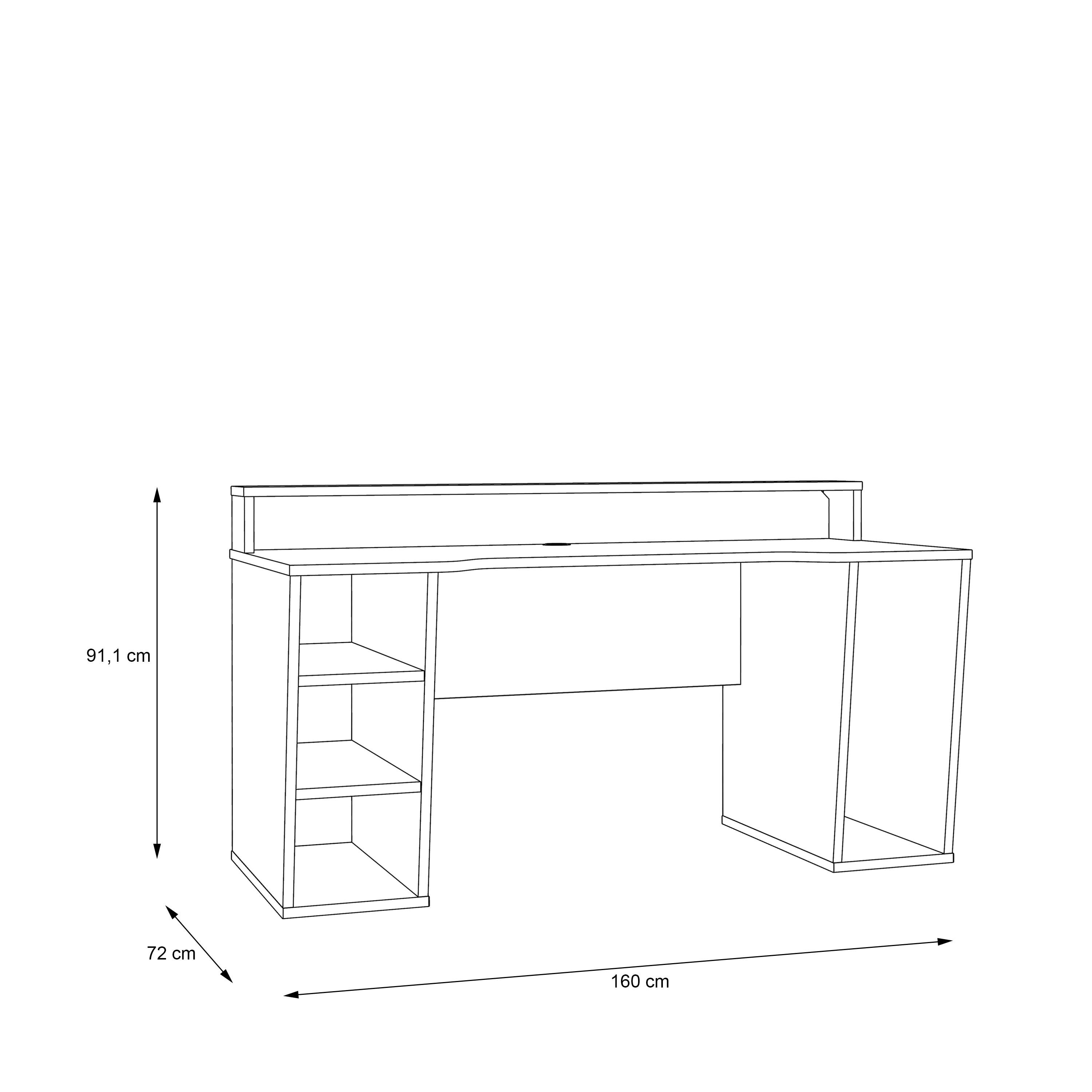 Tezaur Black Gaming Desk 2 Shelves with Colour Changing LED - image 7