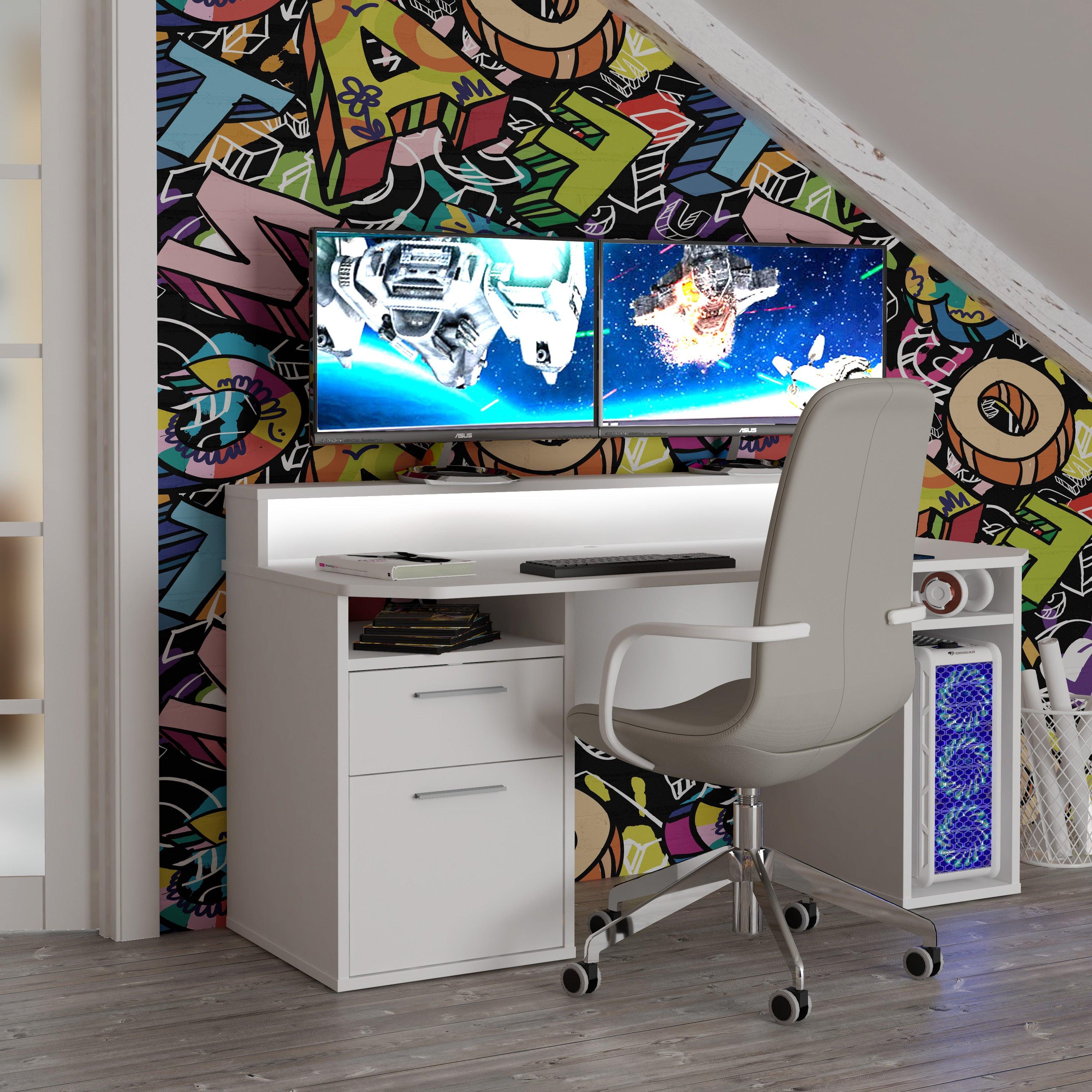 Tezaur White Gaming Desk with Colour Changing LED - image 6