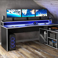 Tezaur Black Storage Gaming Desk 3 Shelves with Colour Changing LED - image 4