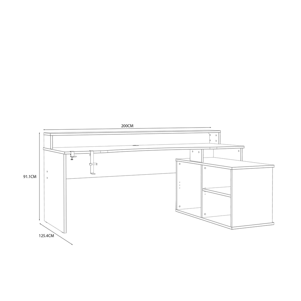 Tezaur Black Storage Gaming Desk 3 Shelves with Colour Changing LED - image 6