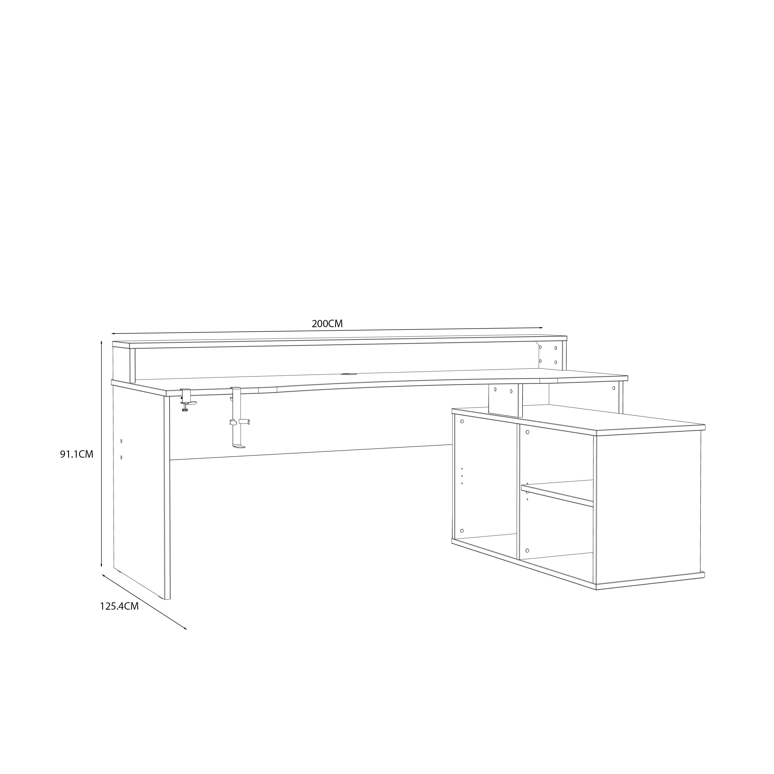 Tezaur Black Storage Gaming Desk 3 Shelves with Colour Changing LED - image 6