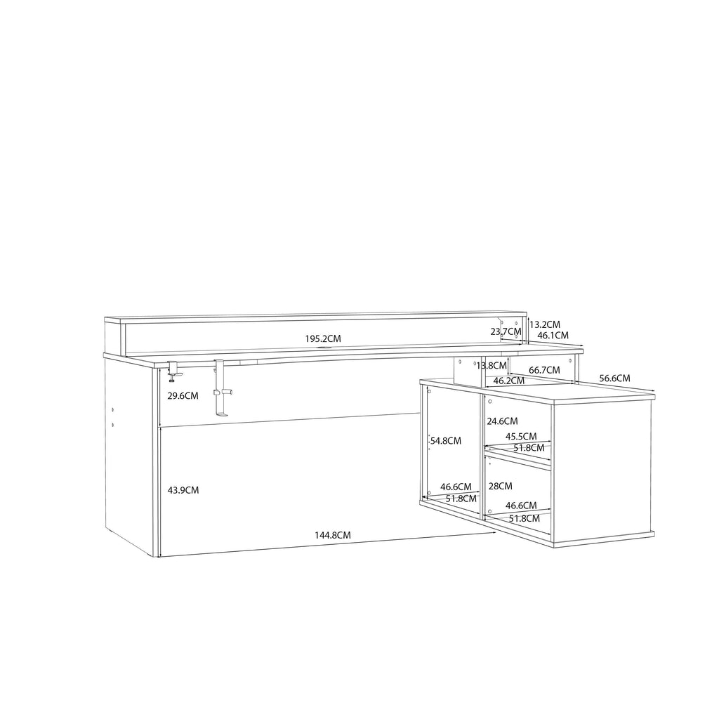 Tezaur Black Storage Gaming Desk 3 Shelves with Colour Changing LED - image 7