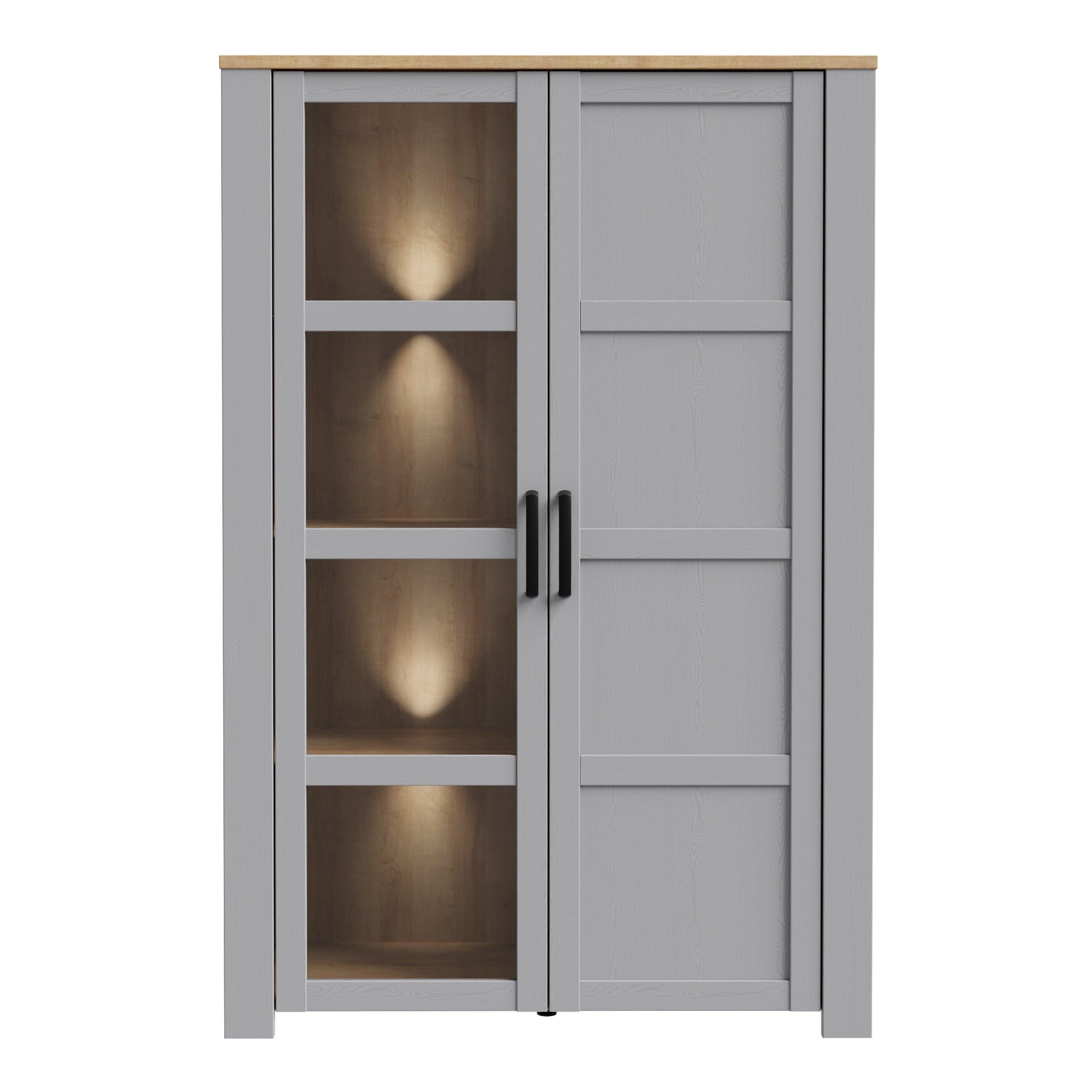 Bohol Display Cabinet inc. 2x LED Lights in Riviera Oak/Grey Oak - image 2