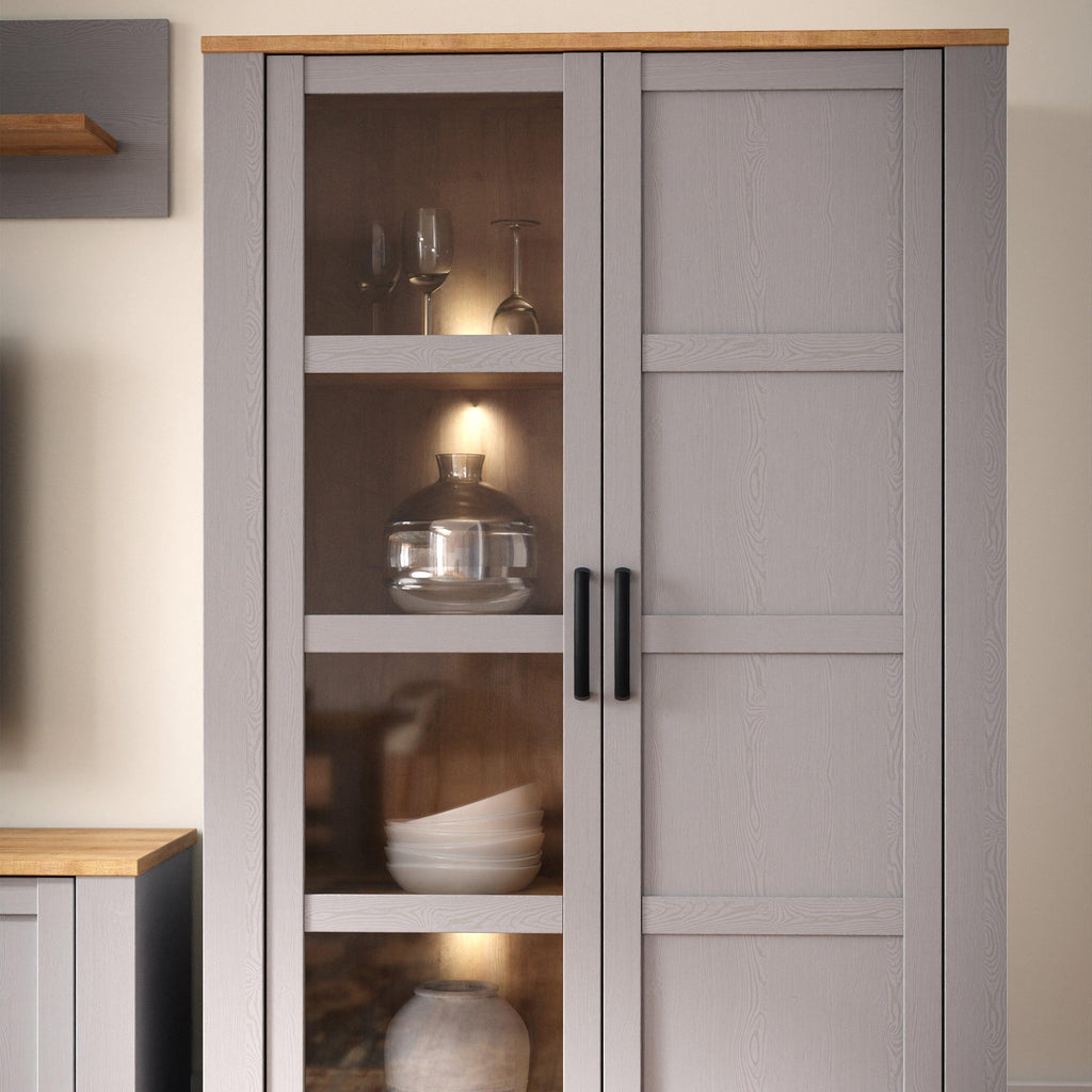 Bohol Display Cabinet inc. 2x LED Lights in Riviera Oak/Grey Oak - image 6