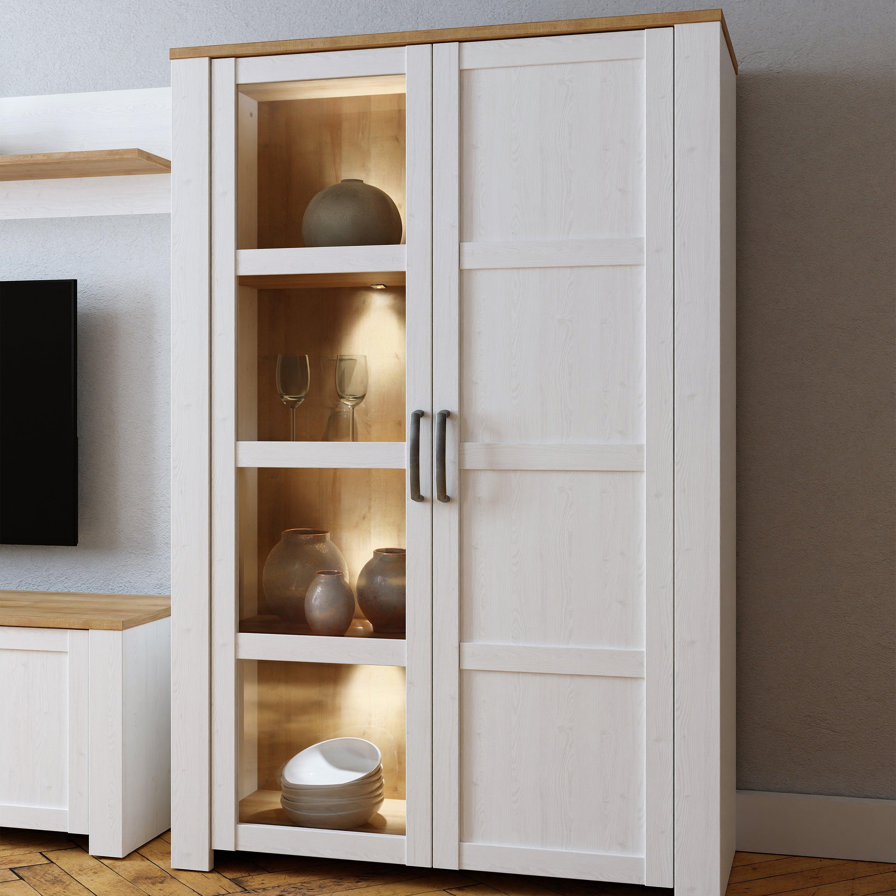 Bohol Display Cabinet inc. 2x LED Lights in Riviera Oak/White - image 7