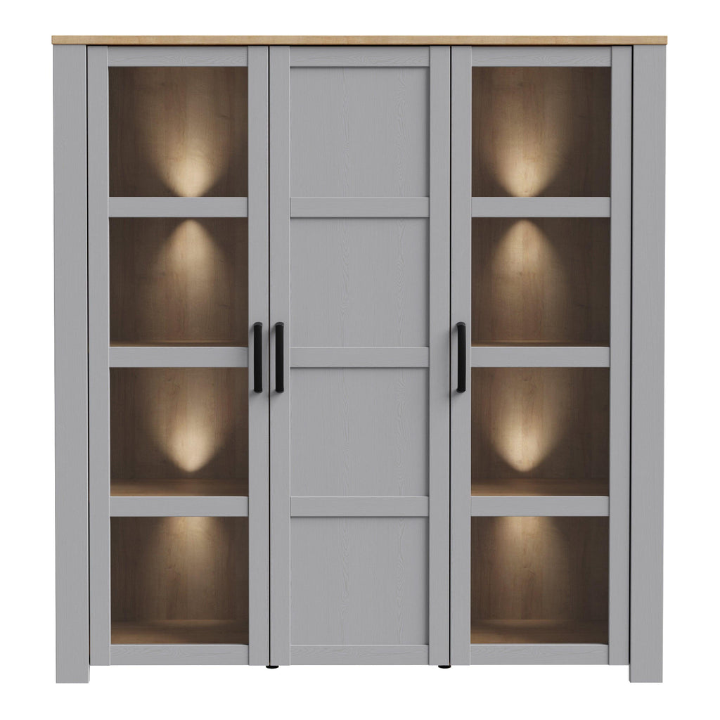 Bohol Large Display Cabinet inc. 4x LED Lights in Riviera Oak/Grey Oak - image 2
