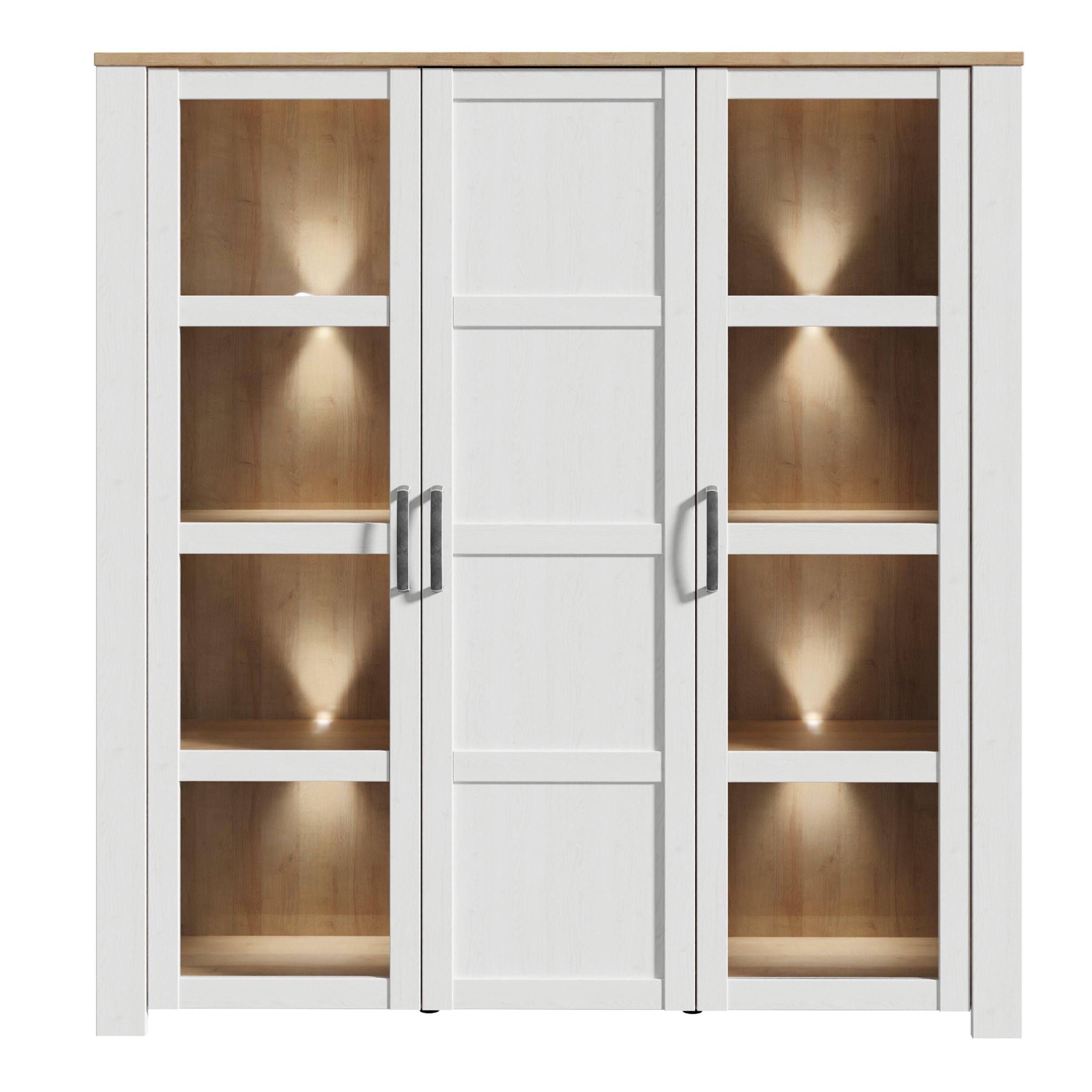 Bohol Large Display Cabinet inc. 4x LED Lights in Riviera Oak/White - image 2