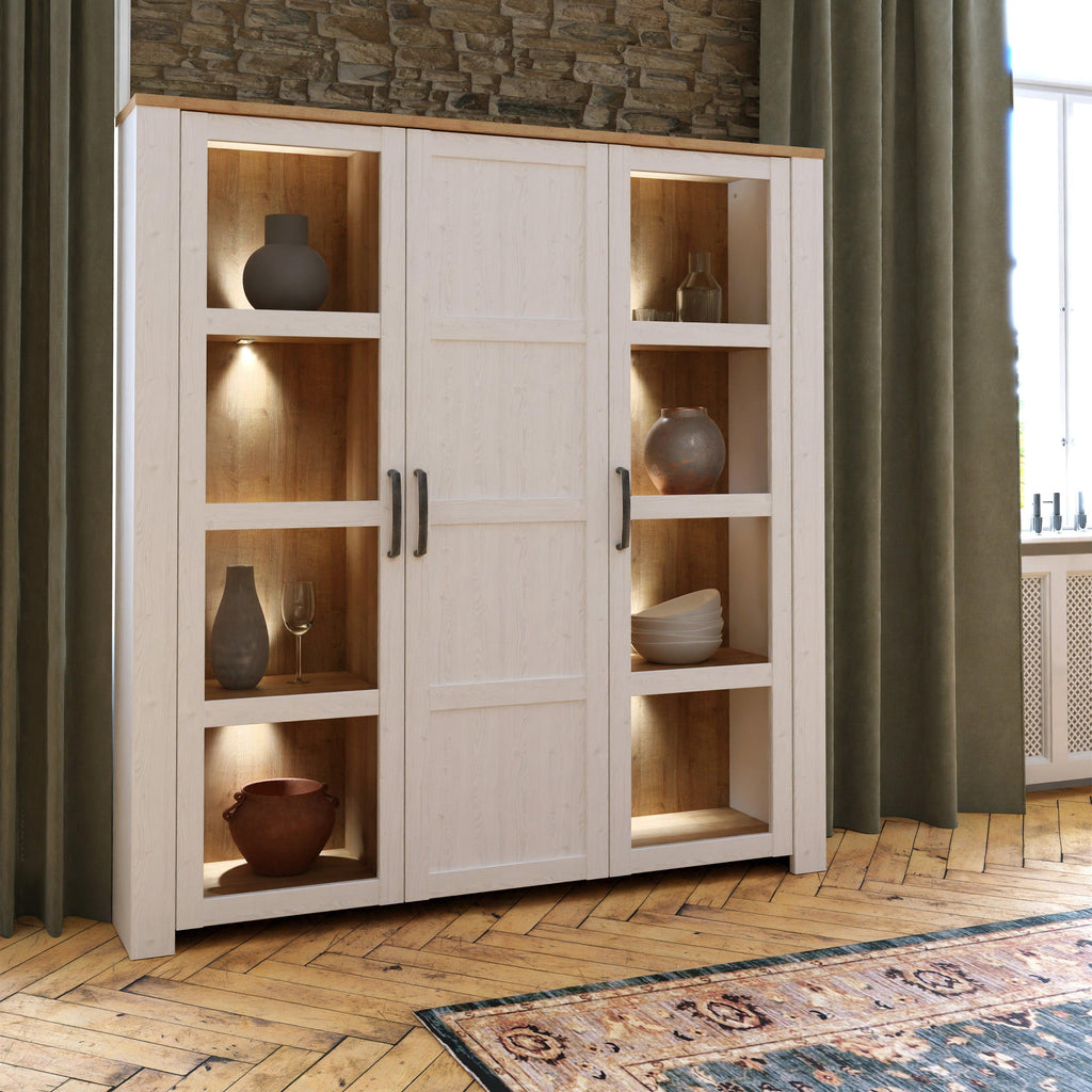 Bohol Large Display Cabinet inc. 4x LED Lights in Riviera Oak/White - image 5