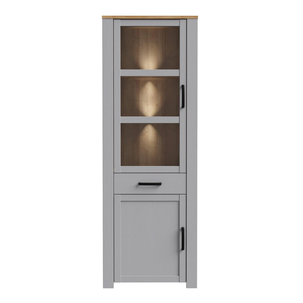 Bohol Narrow Display Cabinet inc. 2x LED Lights in Riviera Oak/Grey Oak - image 2