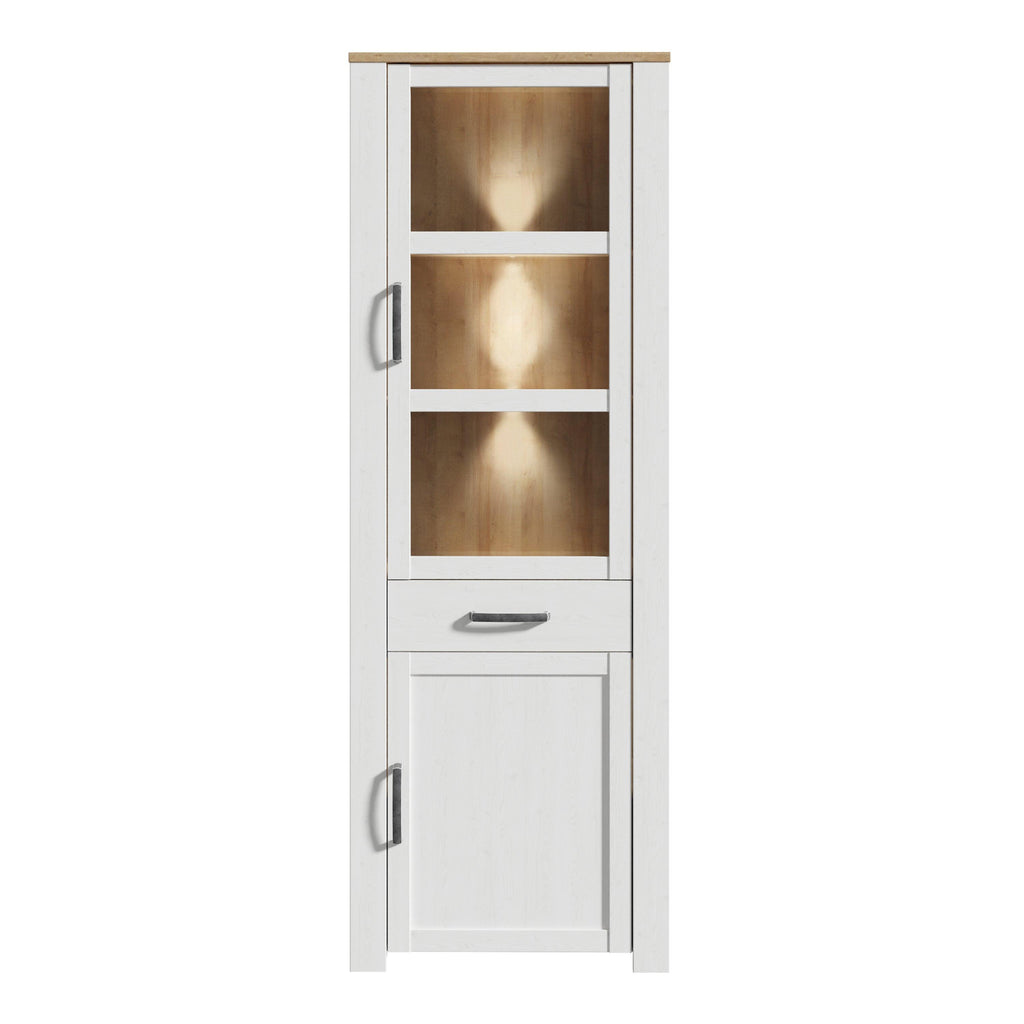 Bohol Narrow Display Cabinet inc. 2x LED Lights in Riviera Oak/White - image 2