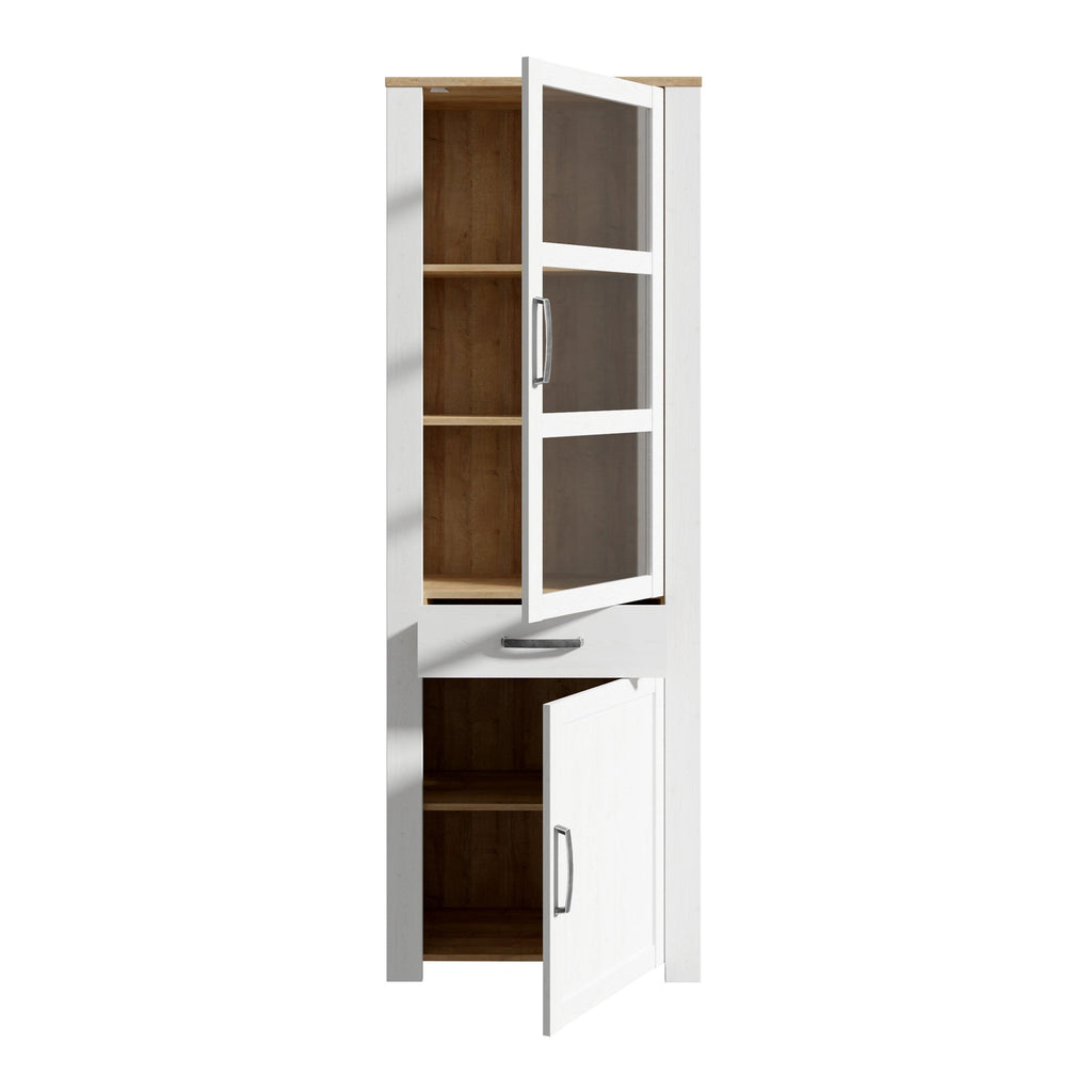Bohol Narrow Display Cabinet inc. 2x LED Lights in Riviera Oak/White - image 3