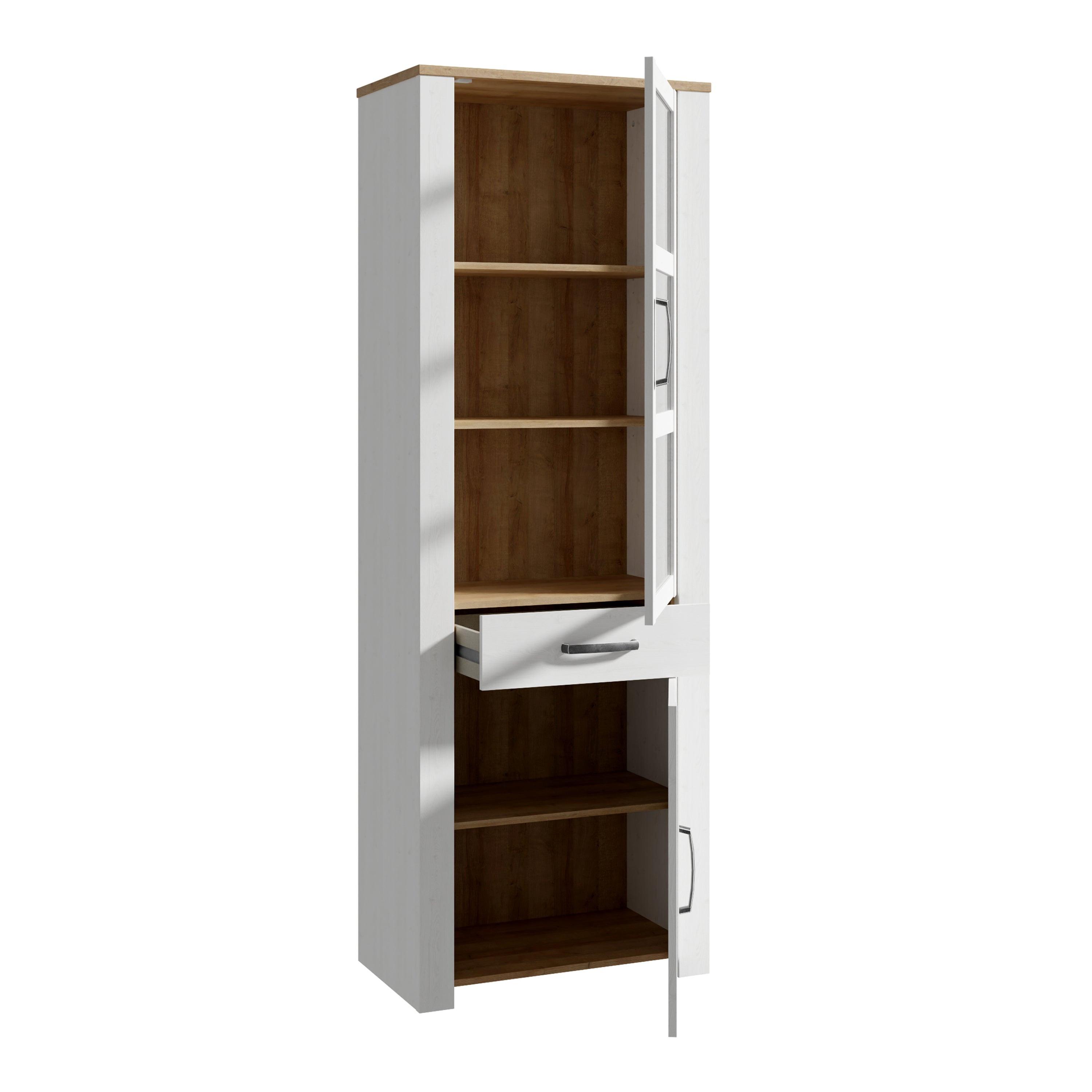 Bohol Narrow Display Cabinet inc. 2x LED Lights in Riviera Oak/White - image 4