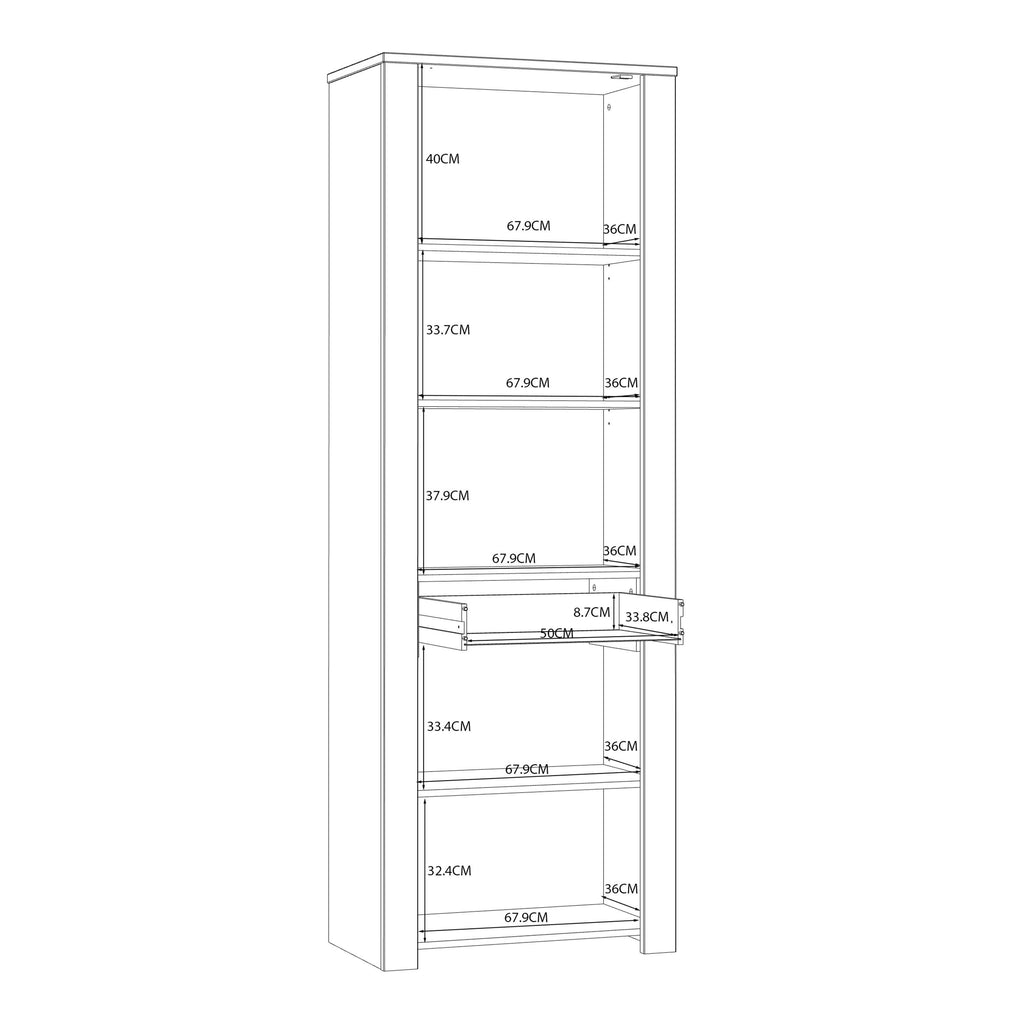 Bohol Narrow Display Cabinet inc. 2x LED Lights in Riviera Oak/White - image 9