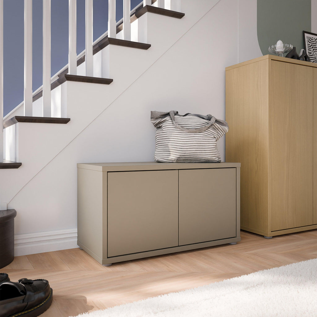 Alice Springs Bench with 2 Doors Push-to-Open in Taupe - image 6