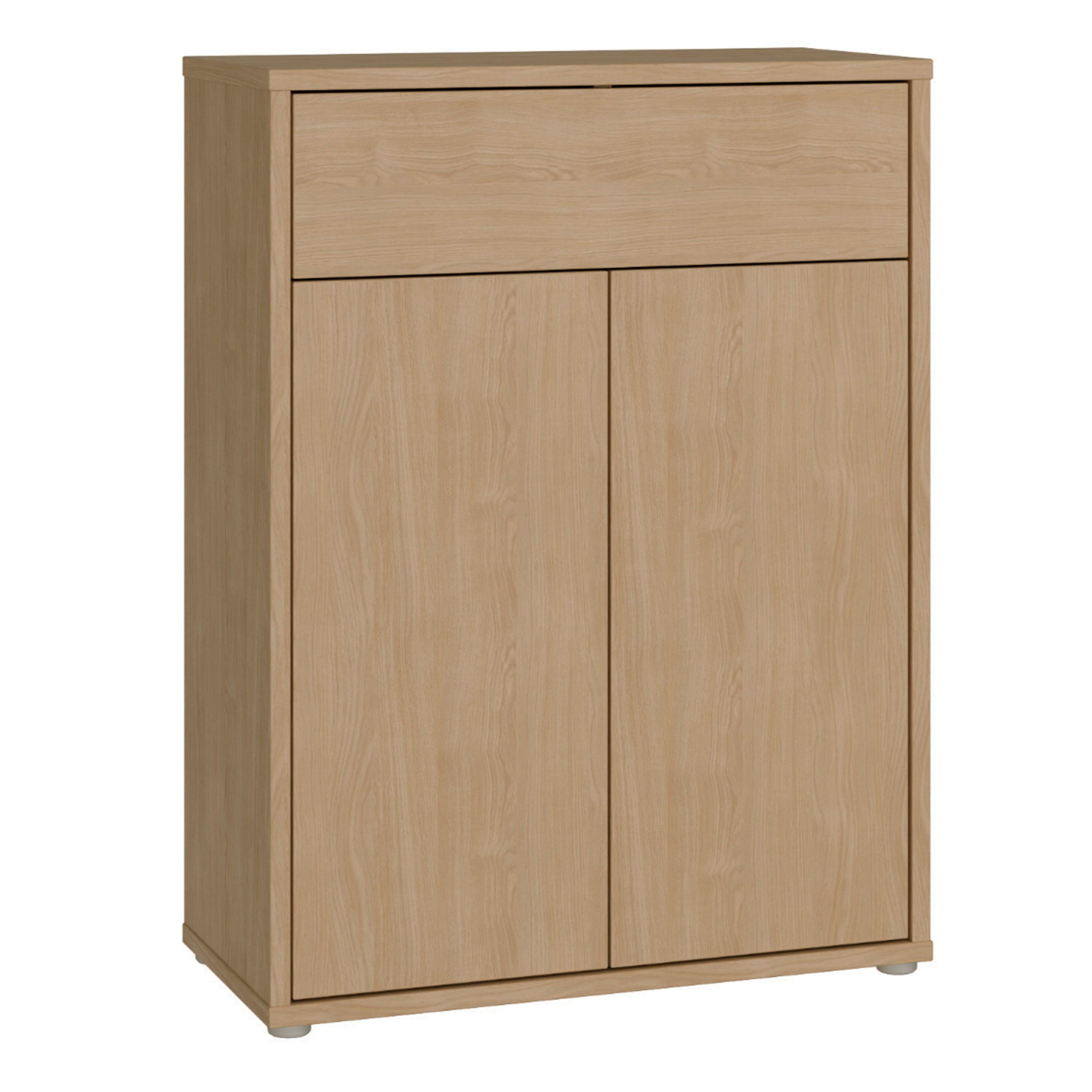 Alice Springs Shoe Cabinet with 2 Doors Push-to-Open & 1 Drawer Push-to-Open in Elegancia Oak
