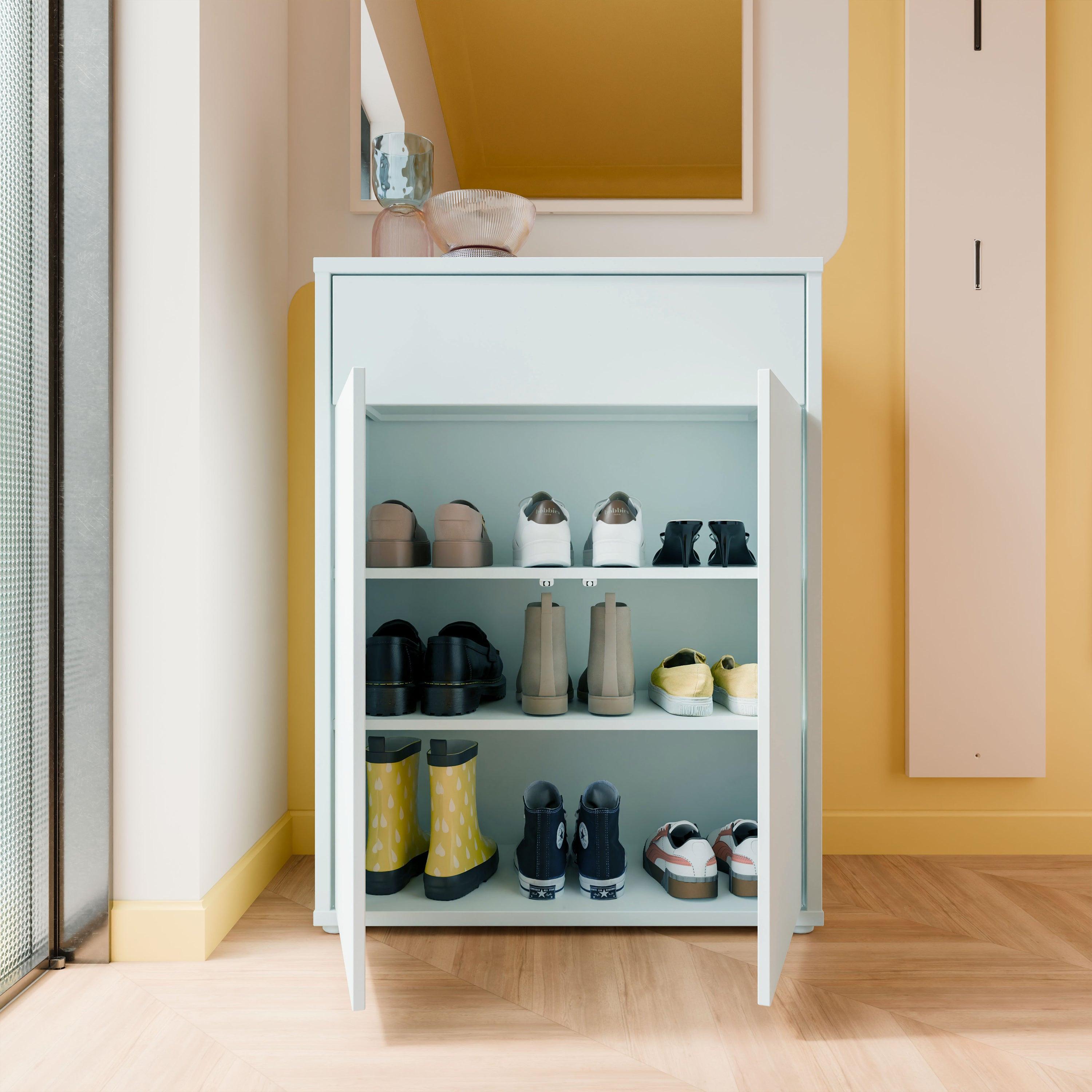 Alice Springs Shoe Cabinet with 2 Doors Push-to-Open & 1 Drawer Push-to-Open in Light Grey - image 7