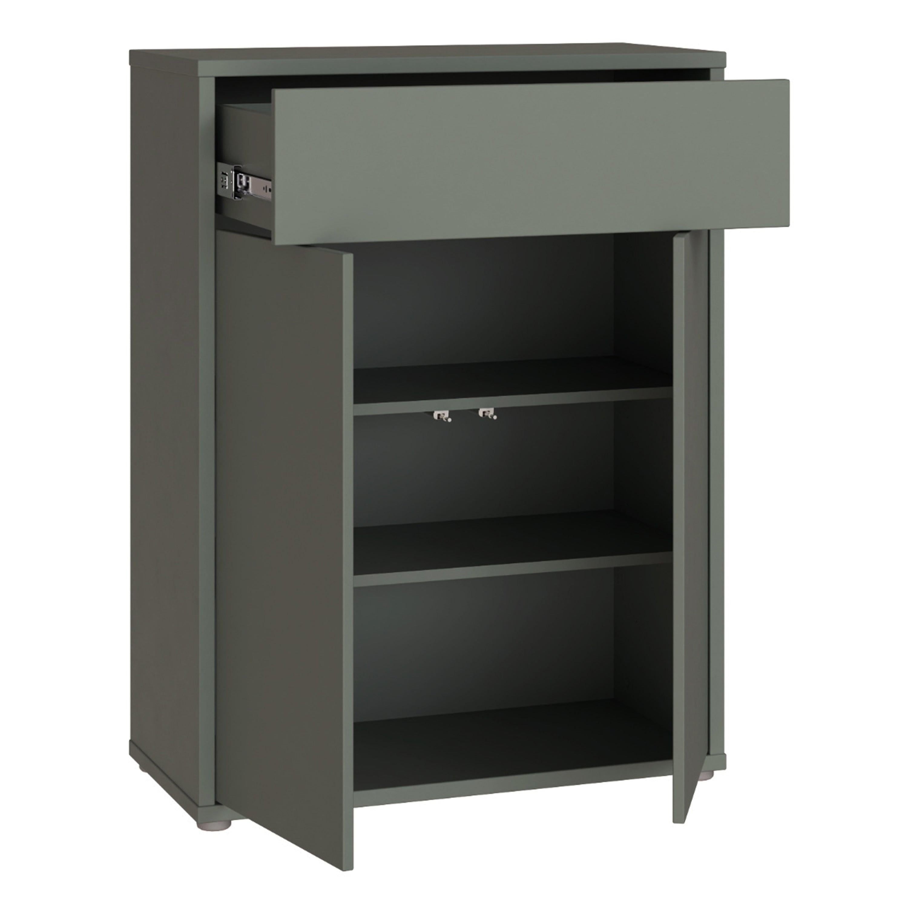Alice Springs Shoe Cabinet with 2 Doors Push-to-Open & 1 Drawer Push-to-Open in Sage Green - image 4