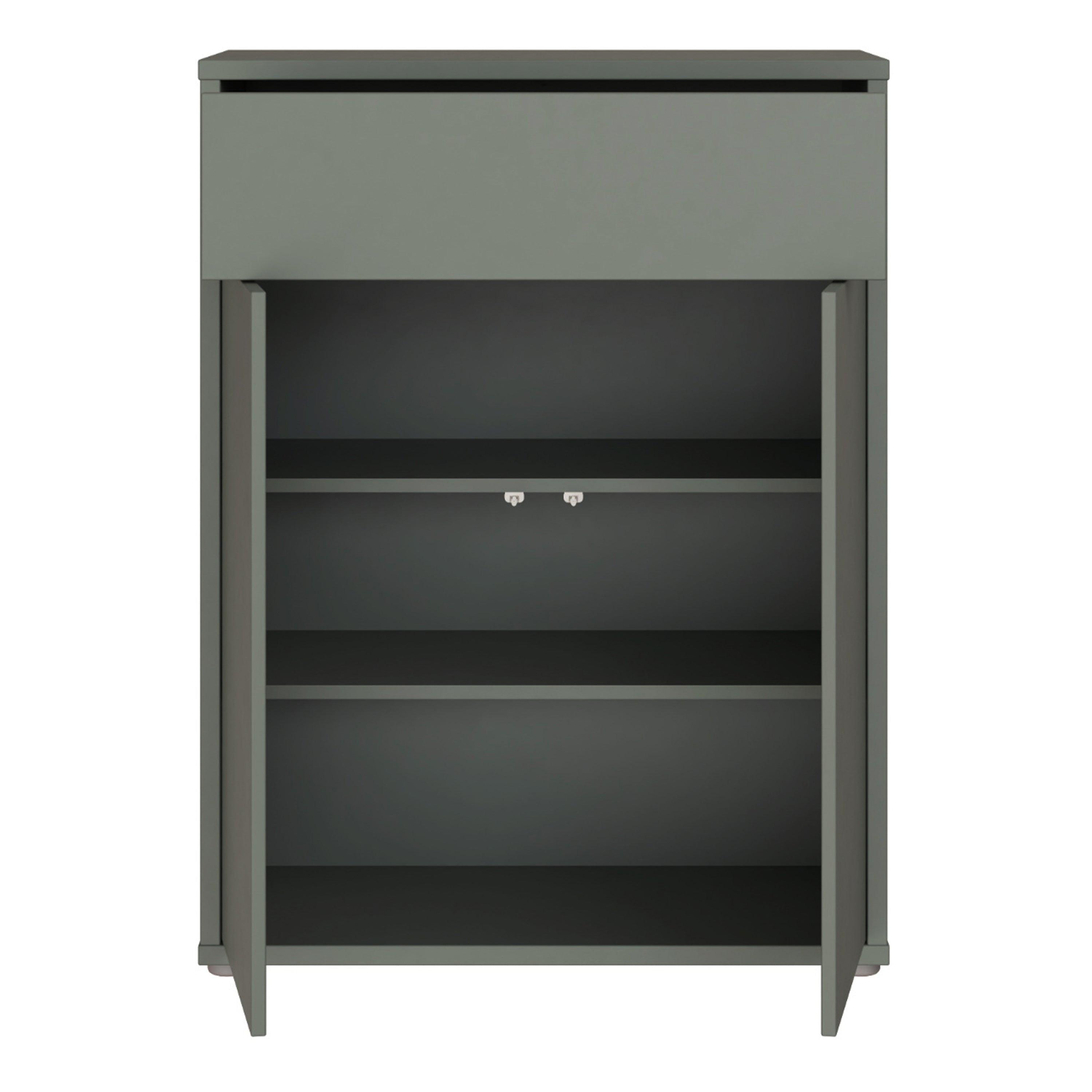 Alice Springs Shoe Cabinet with 2 Doors Push-to-Open & 1 Drawer Push-to-Open in Sage Green - image 5