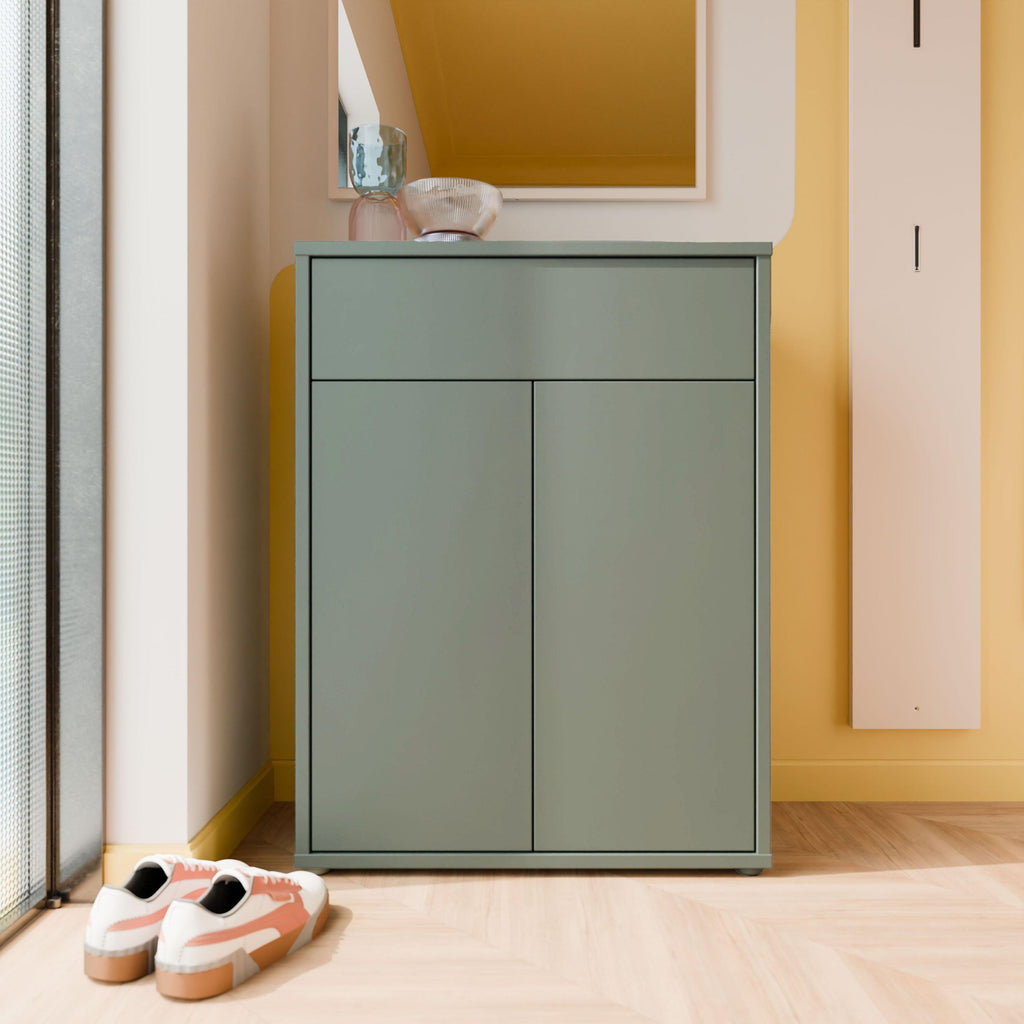 Alice Springs Shoe Cabinet with 2 Doors Push-to-Open & 1 Drawer Push-to-Open in Sage Green - image 6