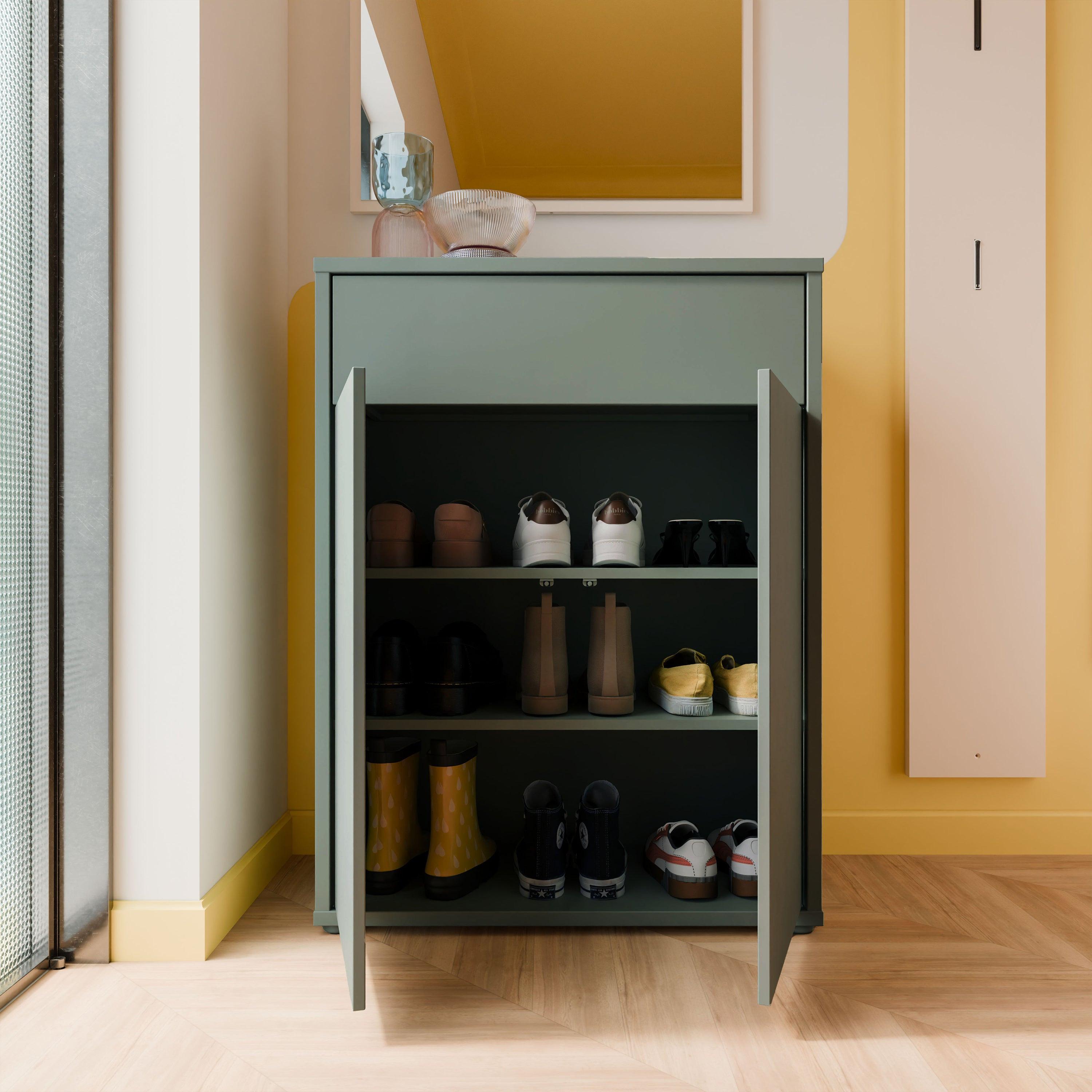 Alice Springs Shoe Cabinet with 2 Doors Push-to-Open & 1 Drawer Push-to-Open in Sage Green - image 7