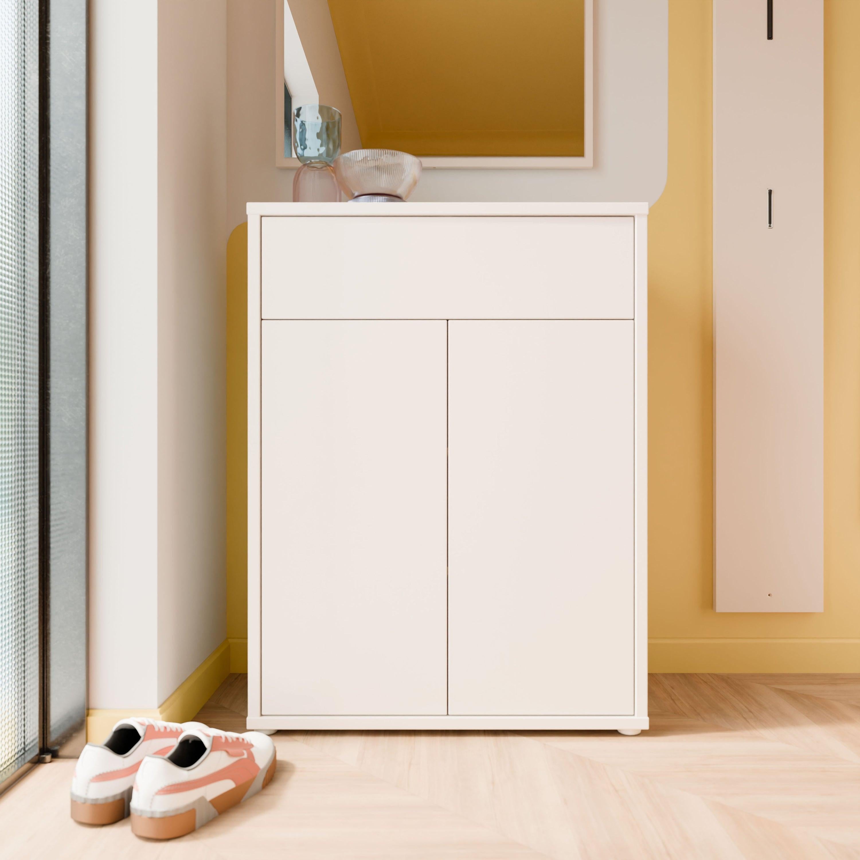 Alice Springs Compact Shoe Cabinet with 2 Doors Push-to-Open & 1 Drawer Push-to-Open in Sand - image 6