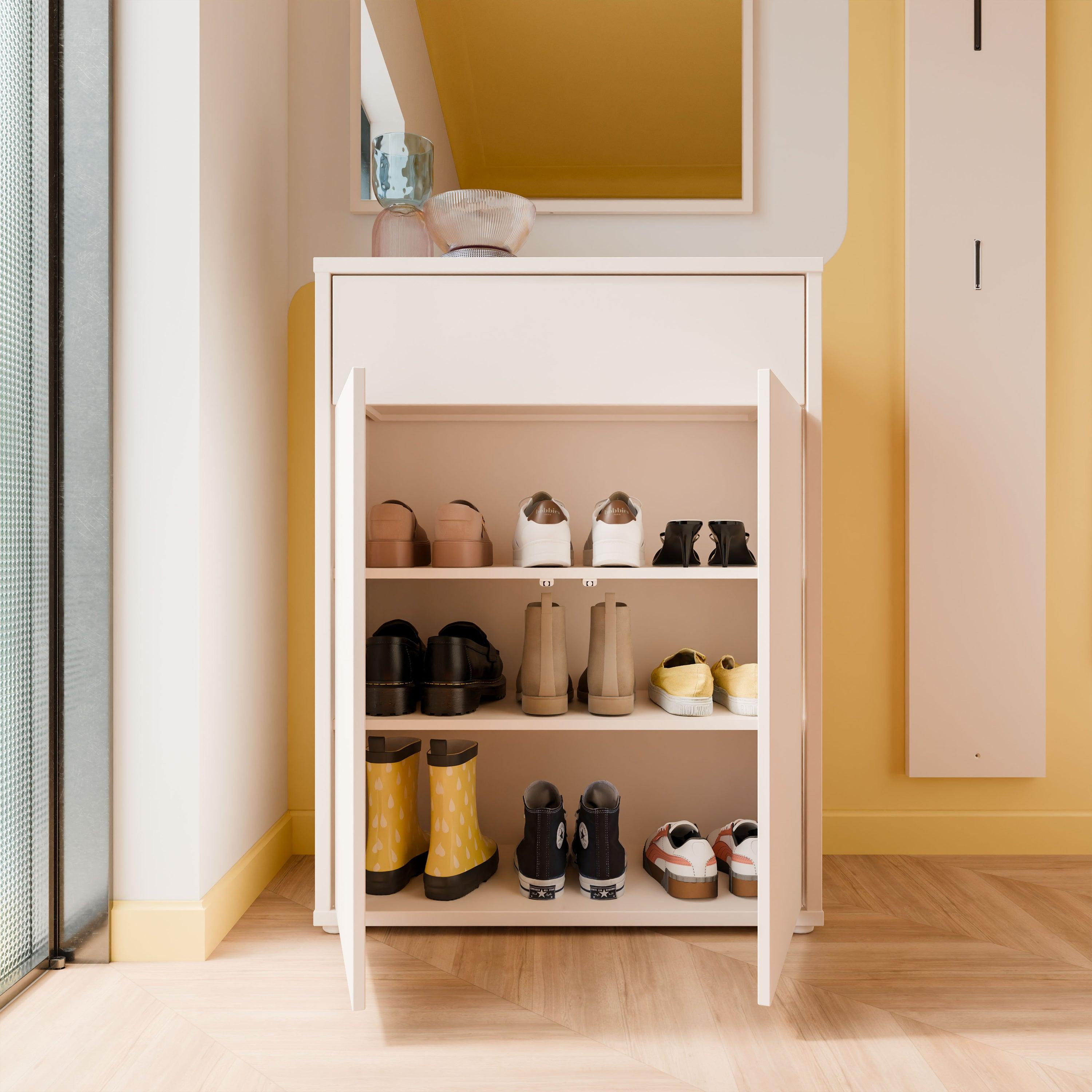Alice Springs Compact Shoe Cabinet with 2 Doors Push-to-Open & 1 Drawer Push-to-Open in Sand - image 7