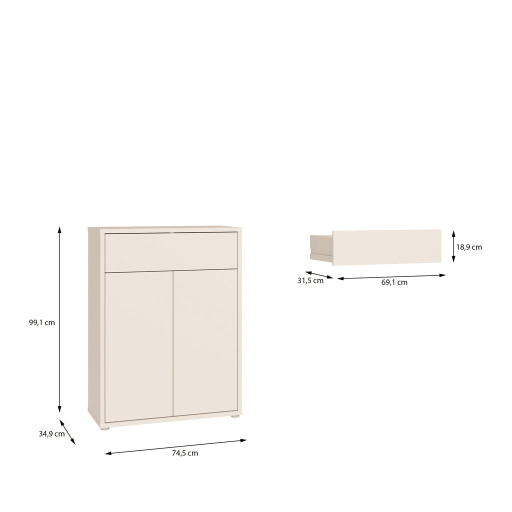 Alice Springs Compact Shoe Cabinet with 2 Doors Push-to-Open & 1 Drawer Push-to-Open in Sand - image 9